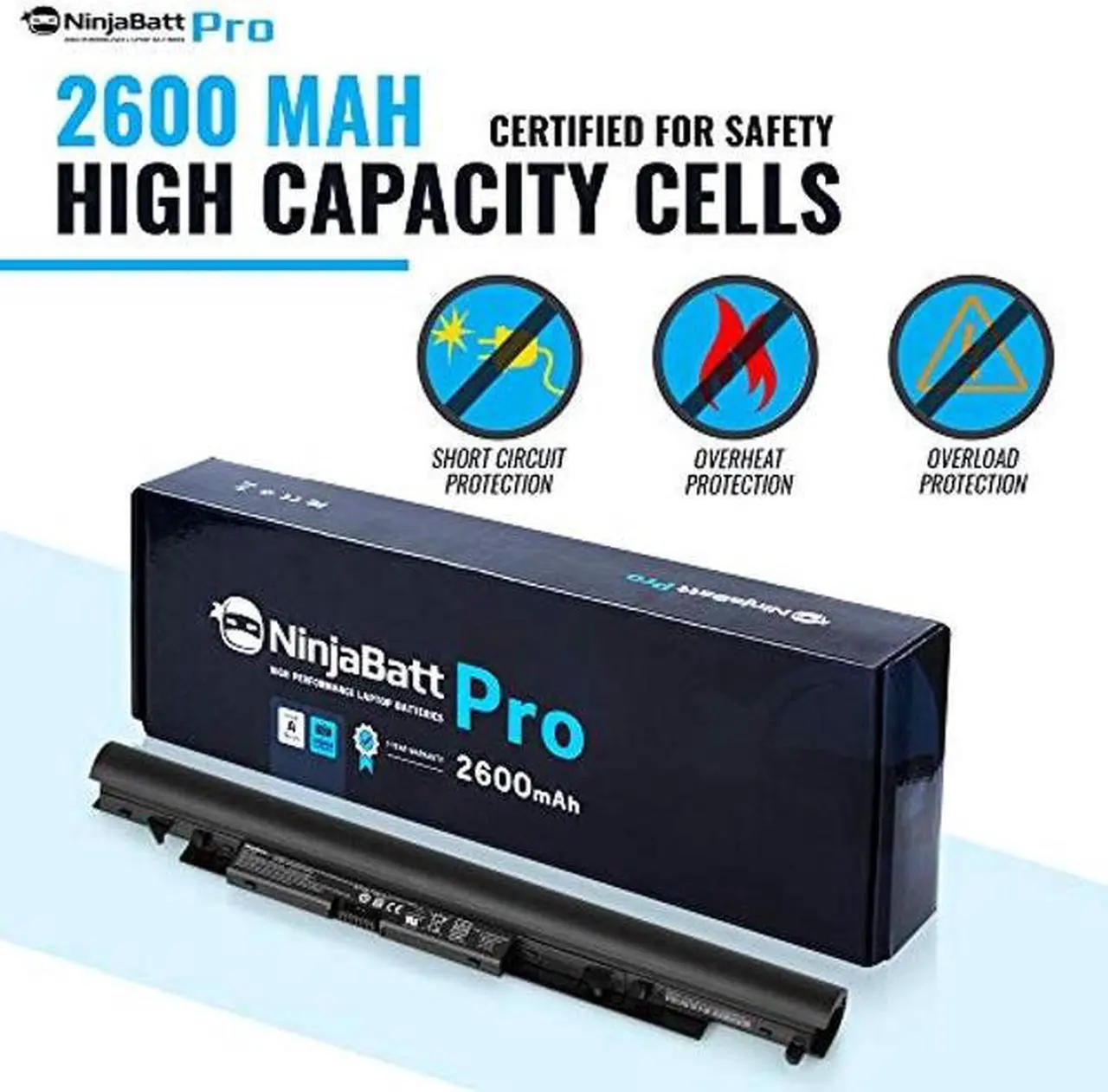 Alt view image 4 of 5 - NinjaBatt Pro Battery for HP 919700-850 JC03 15-BS015DX 15-BS113DX 250 G6 17-BS011DX 15-BW011DX 15-BS013DX JC04 15-BS115DX 15-BS012DS JCO3 JCO4 255 G6 919701-850 - Premium Cells [2600mAh/14.8V]