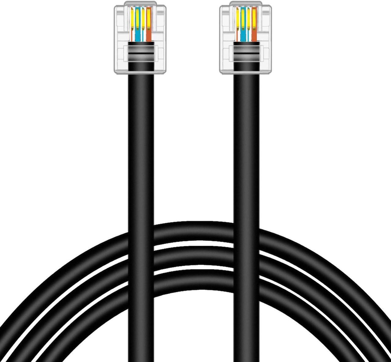 Alt view image 2 of 4 - NECABLES CAT5 / CAT5e RJ11 Data Cable DSL Cable 100ft High-Speed DSL Modem Cable Twisted Wire UTP RJ11 6P4C Male to Male Black - 100 Feet