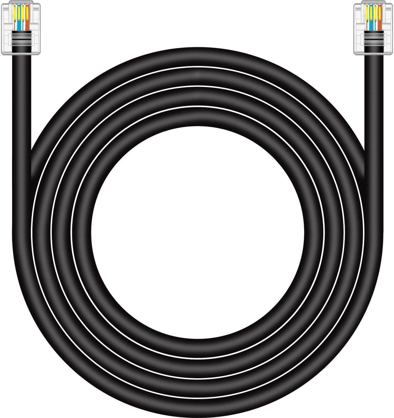 Main image of NECABLES CAT5 / CAT5e RJ11 Data Cable DSL Cable 100ft High-Speed DSL Modem Cable Twisted Wire UTP RJ11 6P4C Male to Male Black - 100 Feet