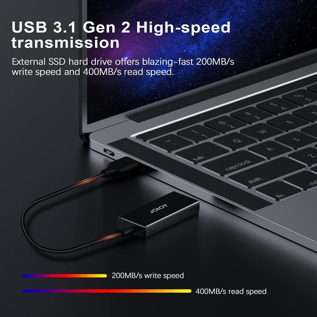 Alt view image 5 of 5 - JOIOT 250GB Portable External SSD,Portable SSD USB 3.1 Type C Ultra-Light External Solid State Drive, Mini Portable Solid State Drive for Mac Windows Android Linux(250GB)