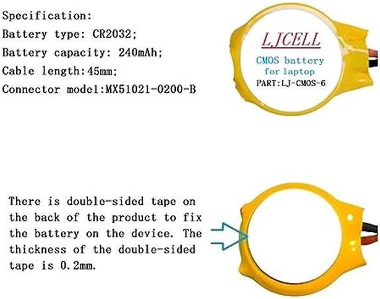 Alt view image 4 of 5 - LJCELL 5PCS CMOS Battery for IBM Lenovo Thinkpad T430 T450S T460 T460P T480S DELL Latitude E5450 E5430 E5440 E5530 E6420 E6320 E6330 Inspiron 9400 Laptop BIOS RTC CR2032 Battery with 2 Wire