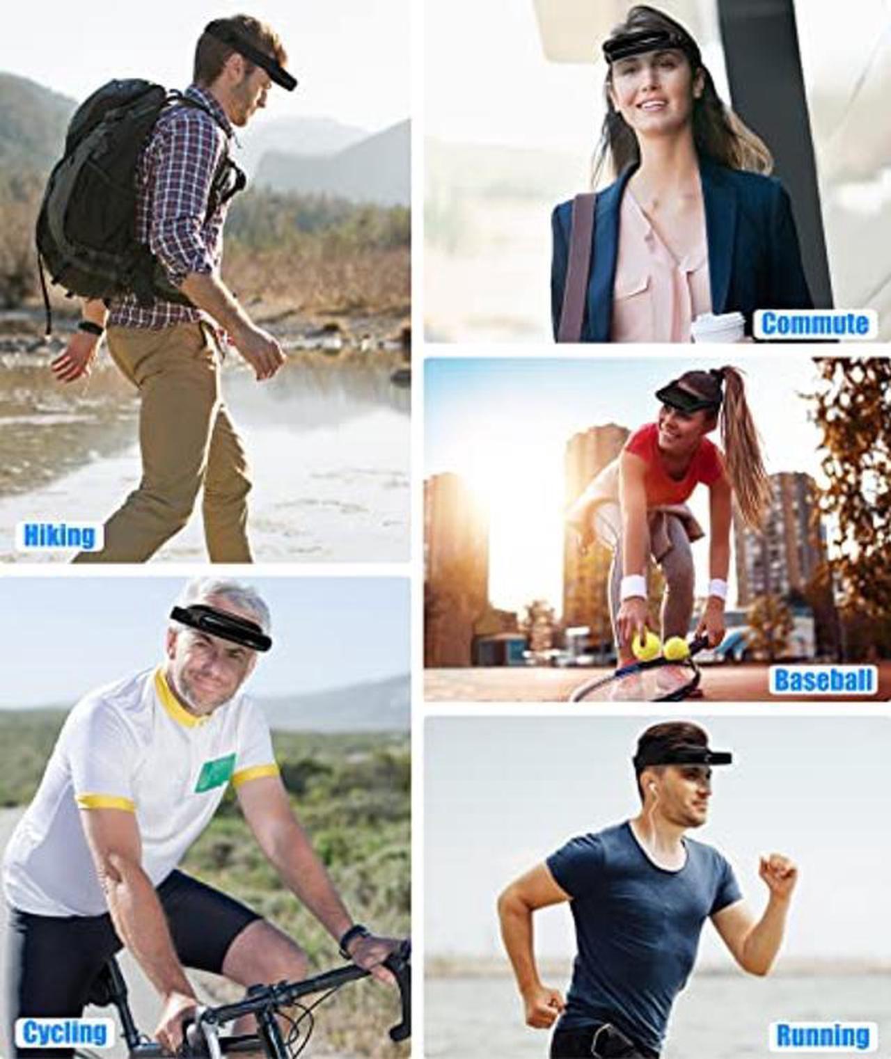 Alt view image 5 of 5 - TRELC Personal Fans Headwear Sun Hat, Hands Free Bladeless Headband Fan, Rechargeable USB Fan Sun Visor Baseball Cap Portable Cooling Fan for Women Men Cycling Fishing Hiking Camping Sports (Black)