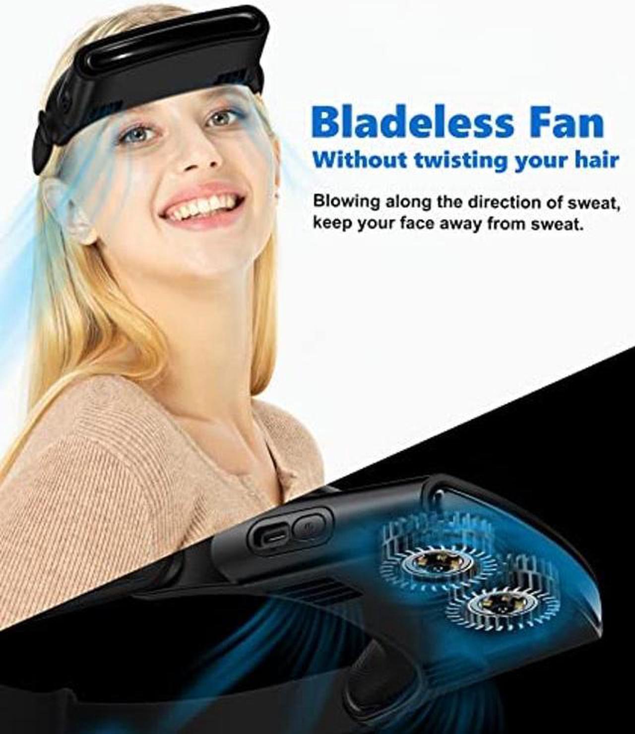 Alt view image 3 of 5 - TRELC Personal Fans Headwear Sun Hat, Hands Free Bladeless Headband Fan, Rechargeable USB Fan Sun Visor Baseball Cap Portable Cooling Fan for Women Men Cycling Fishing Hiking Camping Sports (Black)