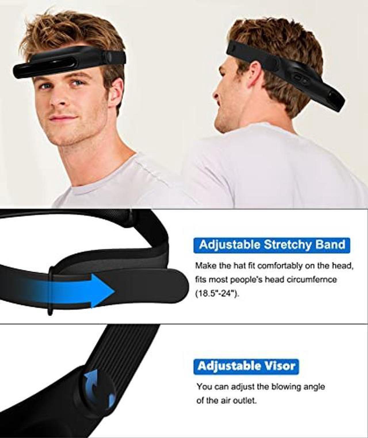 Alt view image 4 of 5 - TRELC Personal Fans Headwear Sun Hat, Hands Free Bladeless Headband Fan, Rechargeable USB Fan Sun Visor Baseball Cap Portable Cooling Fan for Women Men Cycling Fishing Hiking Camping Sports (Black)