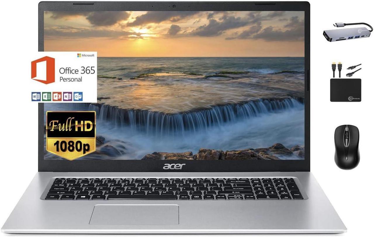 Main image of Acer Aspire 1 Slim 2024 Newest Laptop, 15.6'' Full HD Display, 8GB RAM, 128GB eMMC, Dual-Core Intel Celeron N4500, UHD Graphics, RJ45, WiFi, Webcam, 1-Year Microsoft 365, Windows 11S +MarxsolAccessory