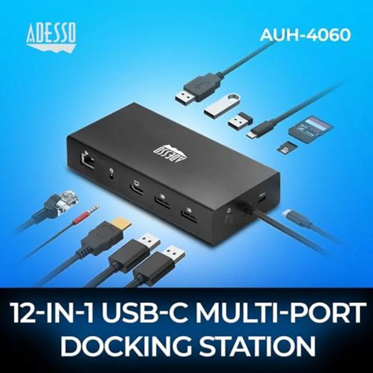 Alt view image 2 of 5 - Adesso USB C Docking Station Multiport Adapter Type C Hub 2 DisplayPort Support 8K, HDMI, RJ45 Ethernet Port, 100W PD Charging, 3*USB, SD/TF Card Reader for MacBook Windows Laptop (TAA Compliant)