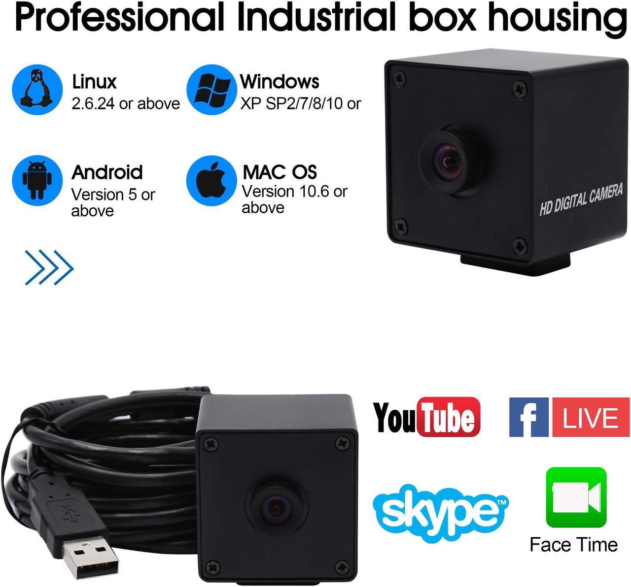 Alt view image 5 of 5 - ELP 1080P USB Camera with Box Housing Autofocus High Speed PC Camera Wide Angle with 100degree No Distortion Lens Mini UVC USB2.0 Webcam OV2710 High Frame 100fps 60fps USB with Camera for Computer