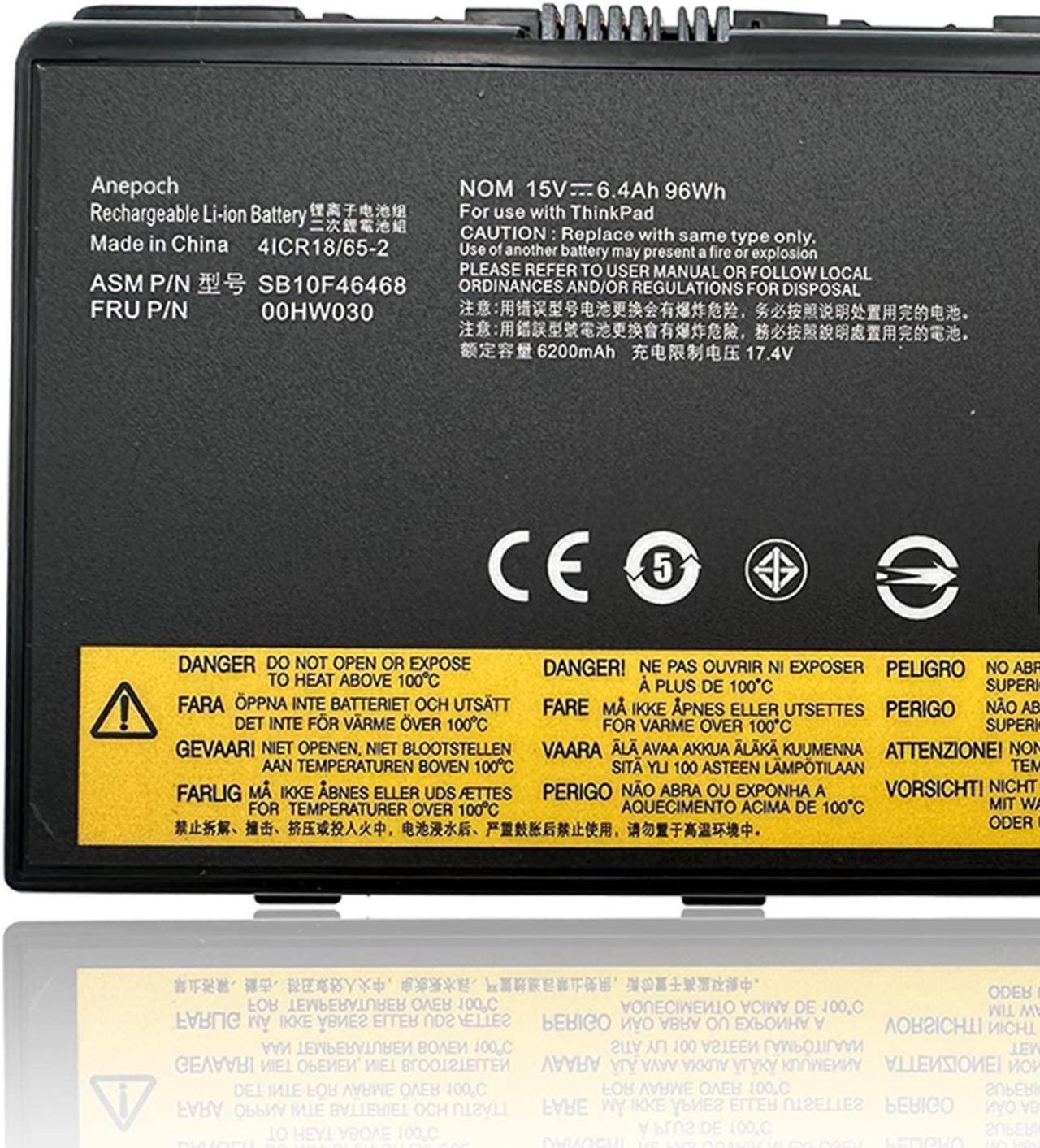 Alt view image 4 of 5 - Anepoch 00HW030 SB10F46468 78+ 78++ Laptop Battery Replacement for Lenovo ThinkPad P70 P71 Series Notebook SB10F46468 01AV451 4X50K14092 15V 96Wh 6400mAh