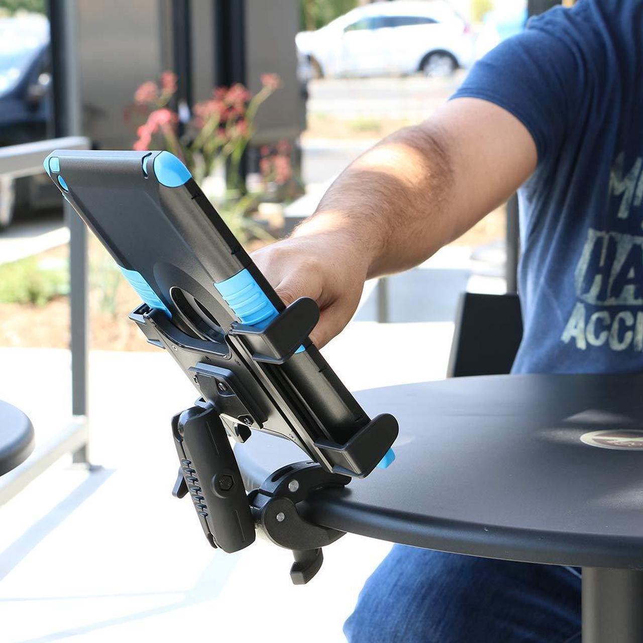 Alt view image 4 of 5 - ARKON Mounts - Tablet Holder with Clamp Mount | Corrosion-Resistant | Tablet Stand w/Sturdy Clamp | Security Knob Feature | Two Adjustable Shafts Included | Fits iPad and Samsung Tablets