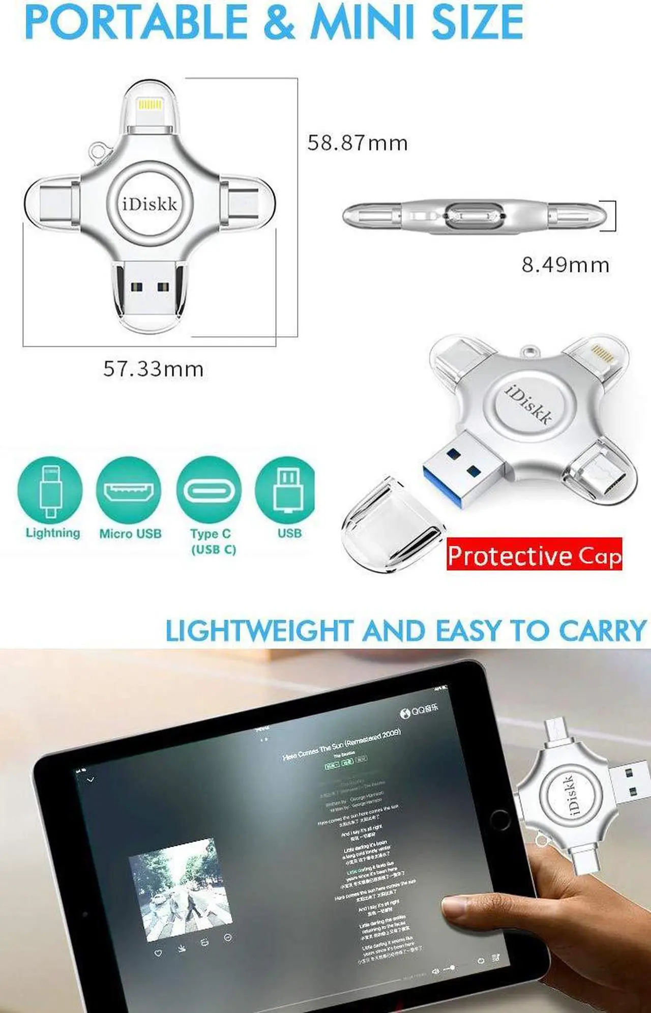 Alt view image 5 of 5 - iDiskk MFI Certified 256GB Photo Stick for iPhone USB C iPad Pro Android Samsung Flash Drive for iPhone 15/14/13/12/12 pro/12 mini/11/11/Pro/6/7/8/XR/X/XS MAX,iPad pro USB Storage for PC,MacBook
