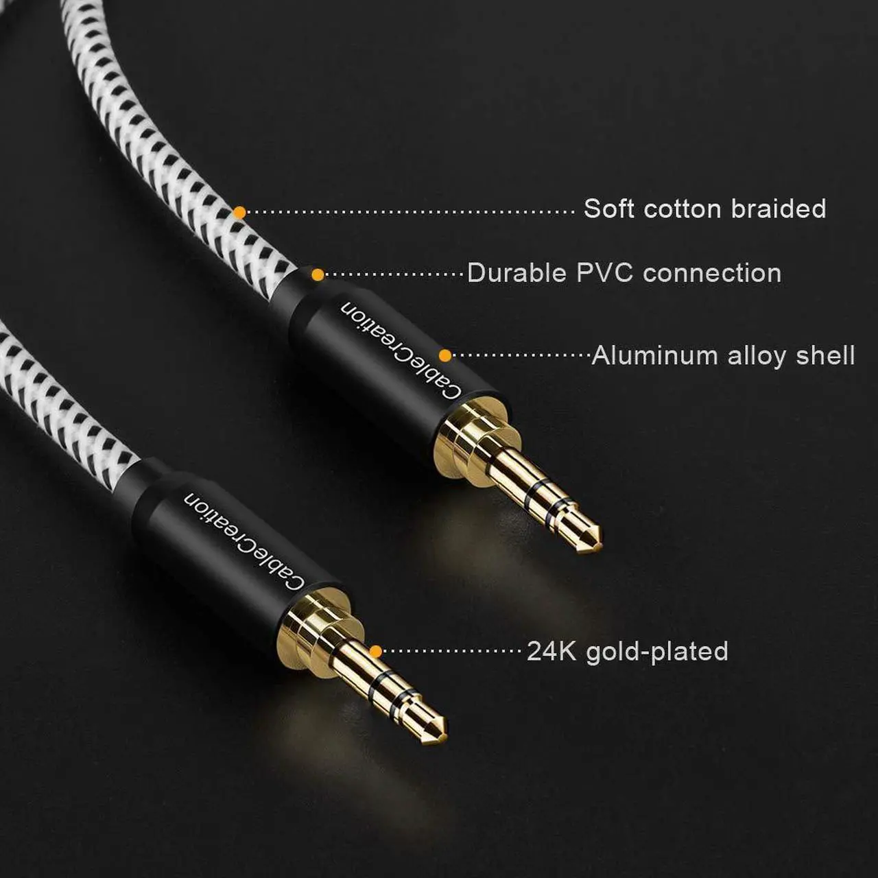 Alt view image 4 of 5 - CableCreation Aux Cable(6Ft/1.8M) Bundle with USB C to 3.5mm Headphone and Charger Adapter