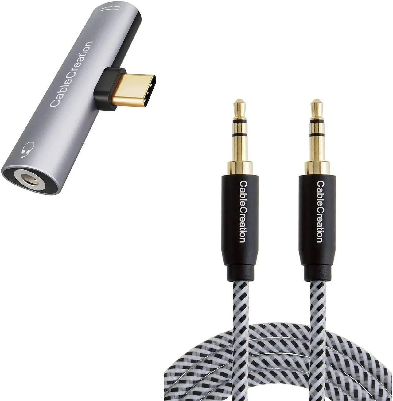 Main image of CableCreation Aux Cable(6Ft/1.8M) Bundle with USB C to 3.5mm Headphone and Charger Adapter