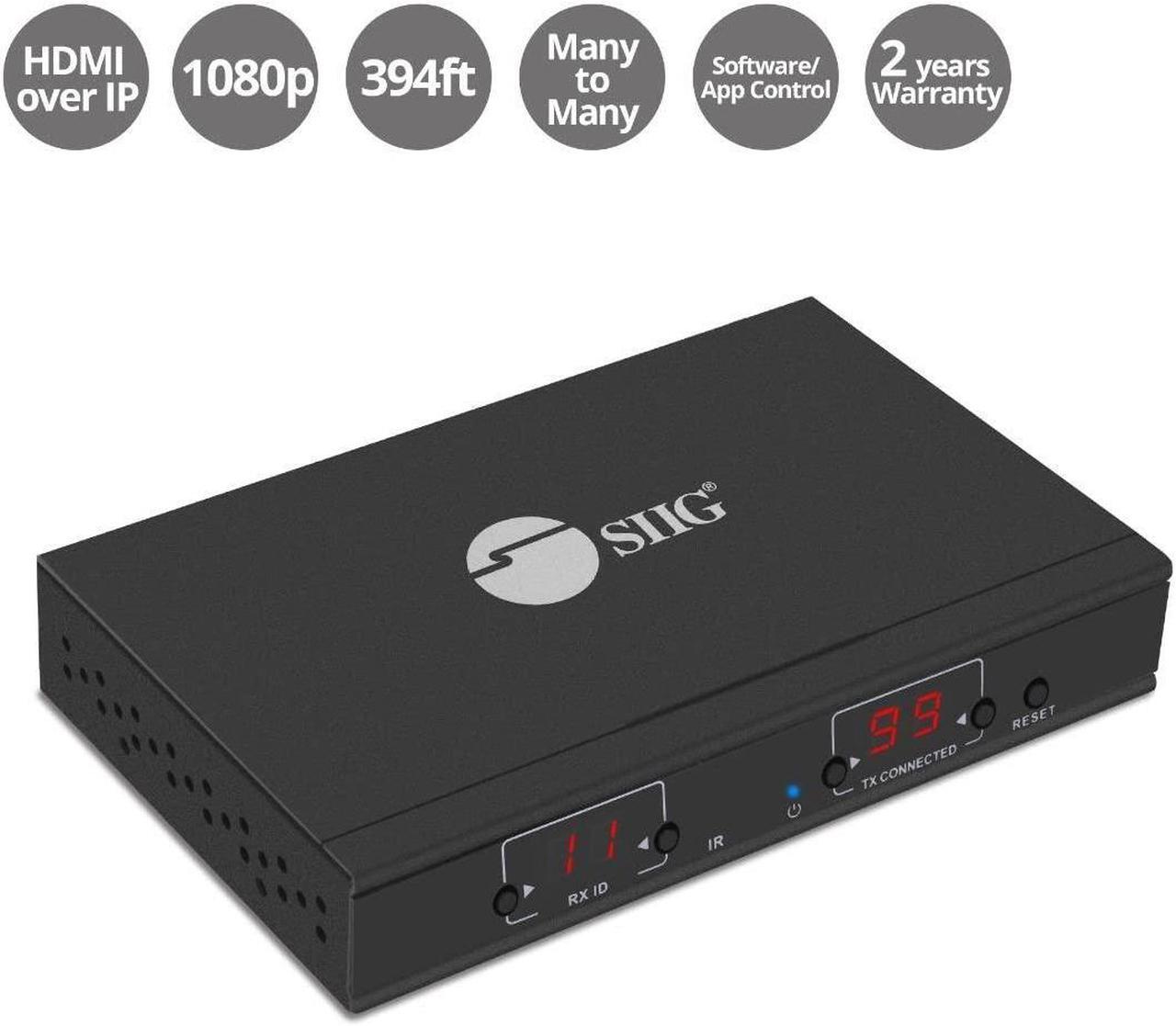 Alt view image 2 of 5 - SIIG 1080p HDMI Extender Balun Over IP Ethernet, 394ft, Receiver Unit (RX) only, Many to Many, Matrix Configurable Over CAT5e/ CAT6, Expandable up to 256 Units (CE-H23C11-S2)