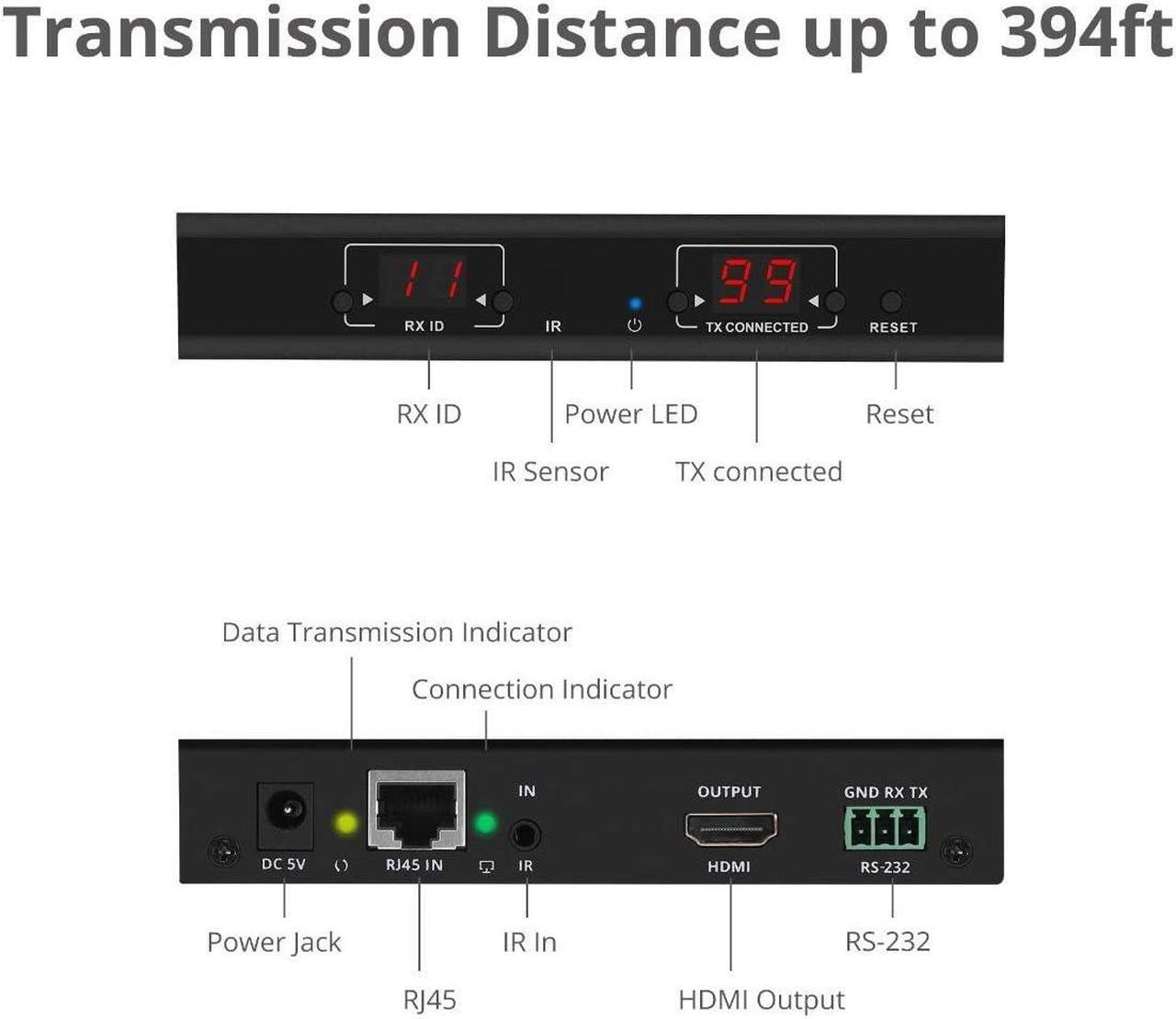 Alt view image 4 of 5 - SIIG 1080p HDMI Extender Balun Over IP Ethernet, 394ft, Receiver Unit (RX) only, Many to Many, Matrix Configurable Over CAT5e/ CAT6, Expandable up to 256 Units (CE-H23C11-S2)