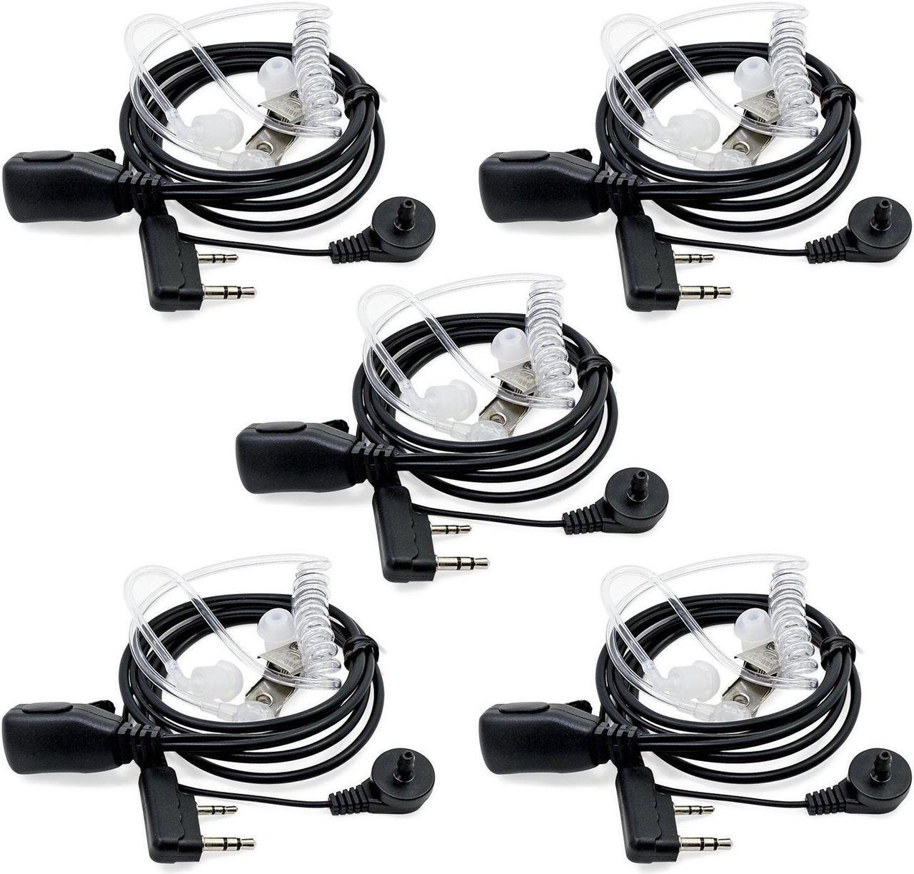 Main image of abcGoodefg Two Way Radio Earpiece Headset, 2 Pin 2.5mm/3.5mm Covert Acoustic Tube Walkie Talkie Headset with PTT Mic, Compatible for Baofeng UV5R 888S UV-82HP BF-F8HP Kenwood Retevis (5 Pack)