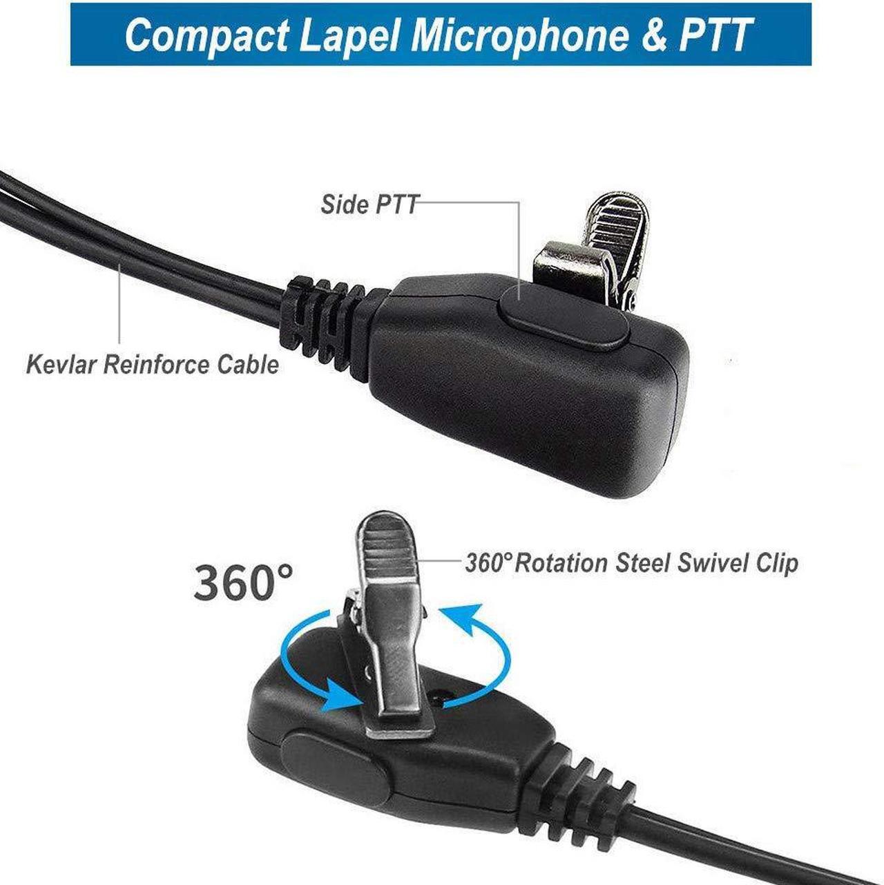 Alt view image 4 of 5 - abcGoodefg Two Way Radio Earpiece Headset, 2 Pin 2.5mm/3.5mm Covert Acoustic Tube Walkie Talkie Headset with PTT Mic, Compatible for Baofeng UV5R 888S UV-82HP BF-F8HP Kenwood Retevis (5 Pack)