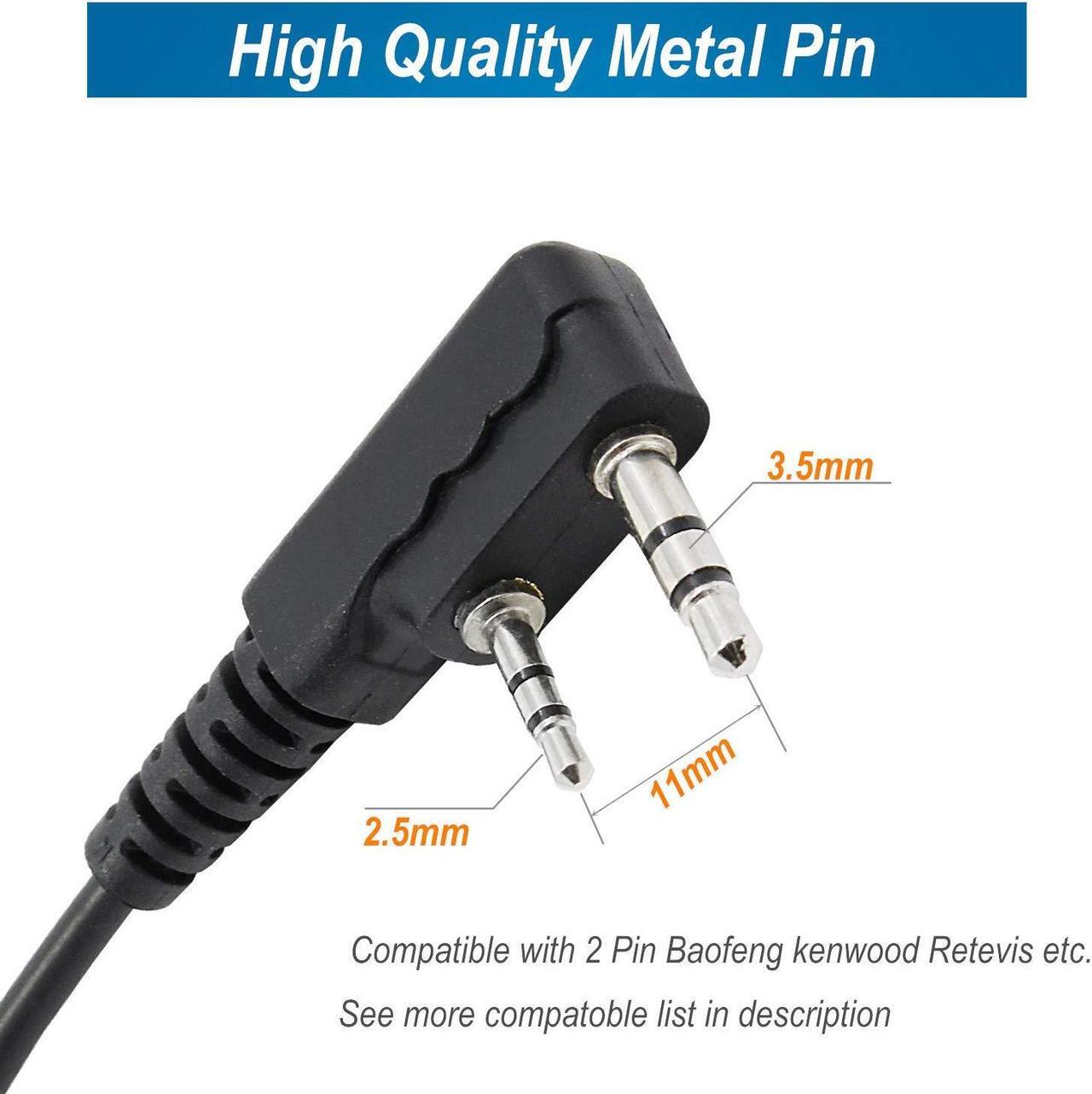 Alt view image 3 of 5 - abcGoodefg Two Way Radio Earpiece Headset, 2 Pin 2.5mm/3.5mm Covert Acoustic Tube Walkie Talkie Headset with PTT Mic, Compatible for Baofeng UV5R 888S UV-82HP BF-F8HP Kenwood Retevis (5 Pack)