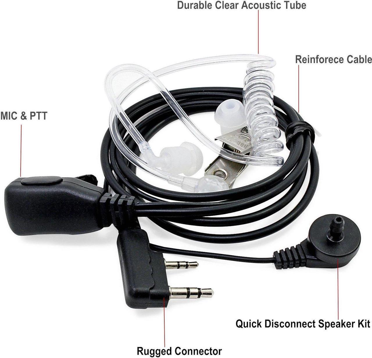 Alt view image 2 of 5 - abcGoodefg Two Way Radio Earpiece Headset, 2 Pin 2.5mm/3.5mm Covert Acoustic Tube Walkie Talkie Headset with PTT Mic, Compatible for Baofeng UV5R 888S UV-82HP BF-F8HP Kenwood Retevis (5 Pack)