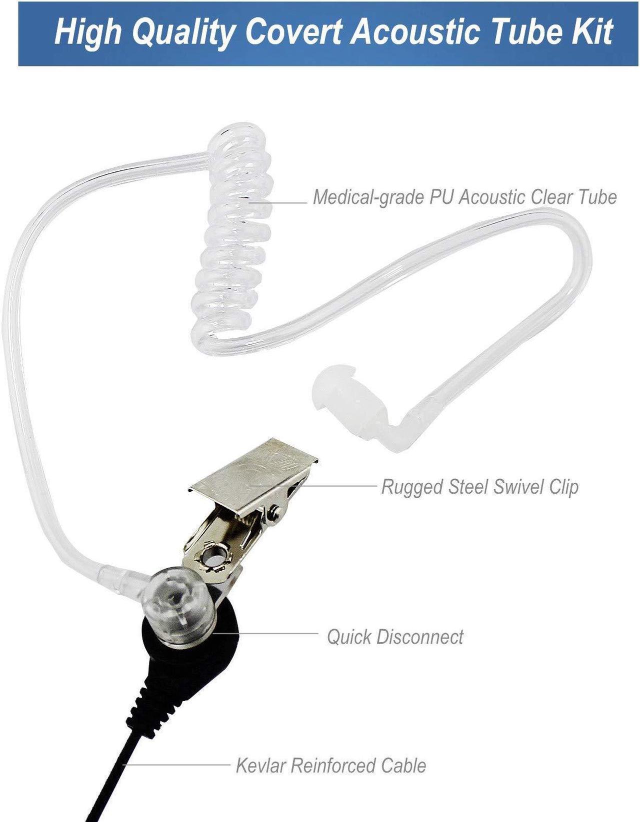 Alt view image 5 of 5 - abcGoodefg Two Way Radio Earpiece Headset, 2 Pin 2.5mm/3.5mm Covert Acoustic Tube Walkie Talkie Headset with PTT Mic, Compatible for Baofeng UV5R 888S UV-82HP BF-F8HP Kenwood Retevis (5 Pack)
