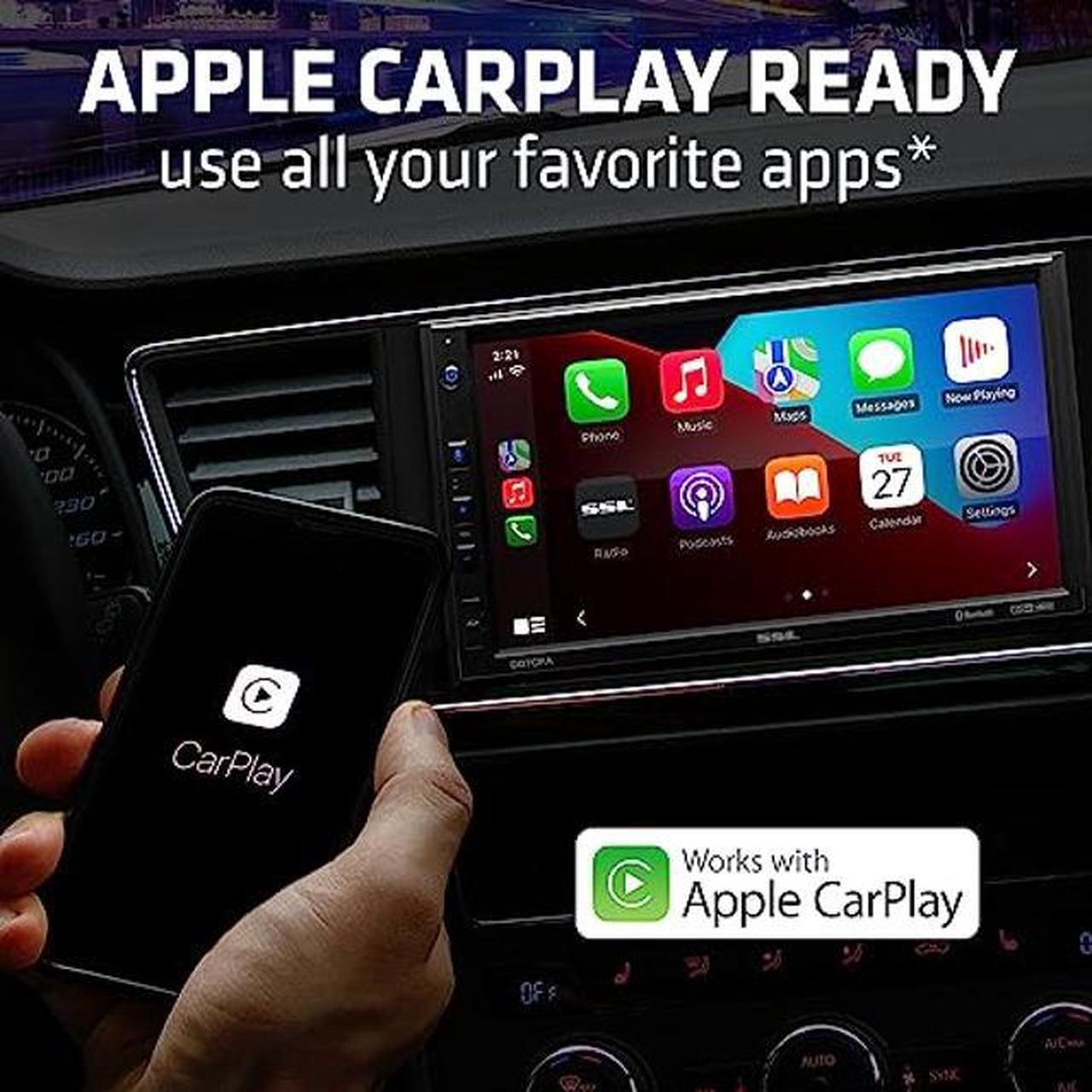 Alt view image 2 of 5 - Sound Storm Laboratories DD7CPA-C Car Audio Stereo - Apple CarPlay Android Auto, Double Din 7 Inch Touchscreen, Bluetooth Audio and Hands-Free Calling, No CD DVD Player, Radio Receiver, Backup Camera