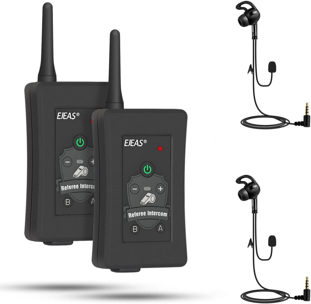 Main image of EJEAS FBIM Professional Referee Bluetooth Intercom Headset, 4-Way 1500M Referee Communication System with Noise Reduction/Waterproof/850mAh/Armband for Football and Handball Sports (2PCS)
