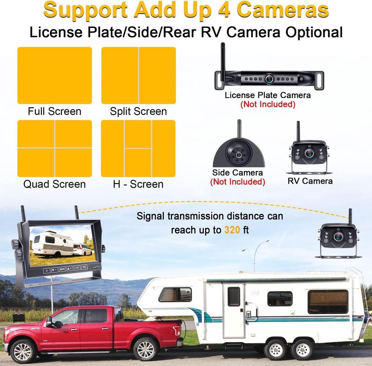 Alt view image 5 of 5 - Wireless Backup Camera for Furrion RV: 7-Inch Recording Plug-Play Easy Setup Truck Trailer Back Rear View Camera Touch Button Monitor Split Screen 4 Channels AMTIFO A7
