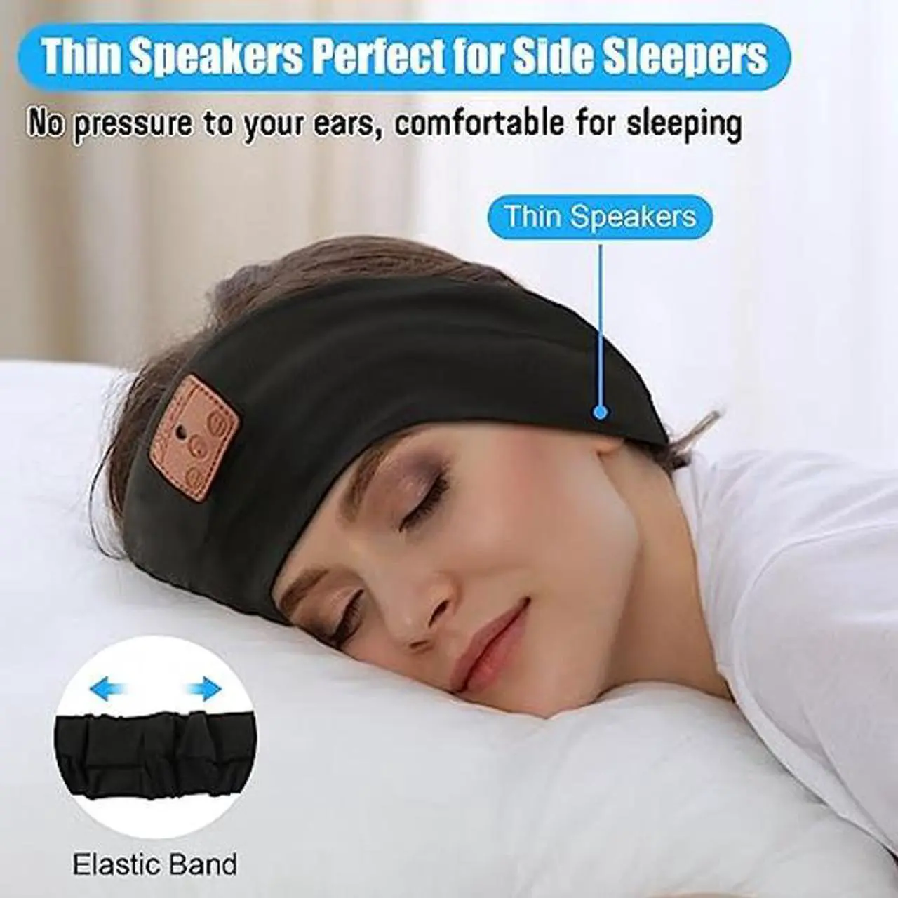 Alt view image 2 of 5 - 2-Pack Sleeping Headphones Bluetooth Headband, 2024 New Headband Headphones with Ultra-Thin Speakers, Wireless Headphones Headband for Side Sleepers, Running, Insomniac, Travel, Meditation(Black&Grey)