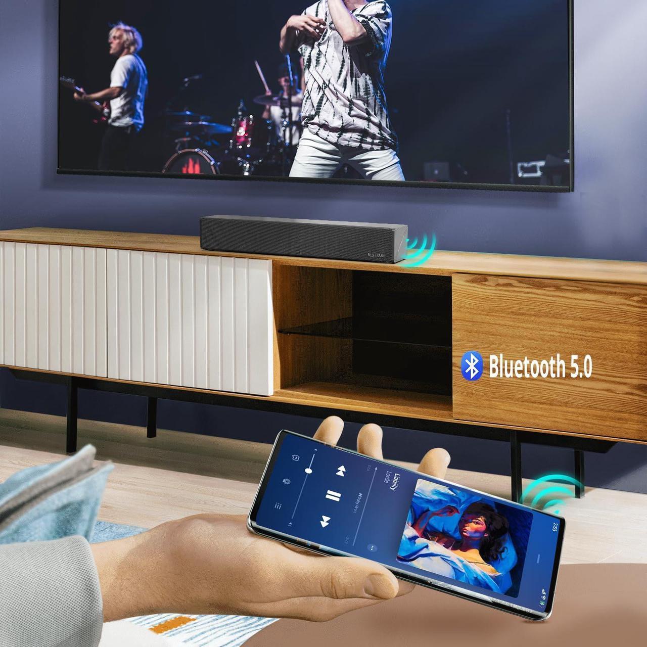 Alt view image 3 of 5 - BESTISAN Sound Bars for TV, 16.5 Inches Sound Bar with Optical, AUX, USB and Bluetooth Inputs, Soundbar for TV(DSP, TREB and Bass Adjustable, Cyclic Switching Mode,Reset Function