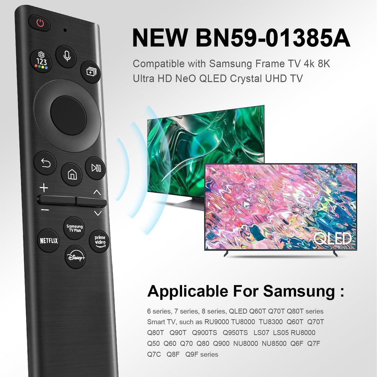 Alt view image 2 of 5 - BN59-01385A for Samsung Solar TV Remote, Voice Rechargeable Control for Samsung Frame TV Remote, Compatible with Samsung Smart Frame TV, Ultra HD 4K 8K Neo QLED Crystal UHD TV (BN59-01385B)