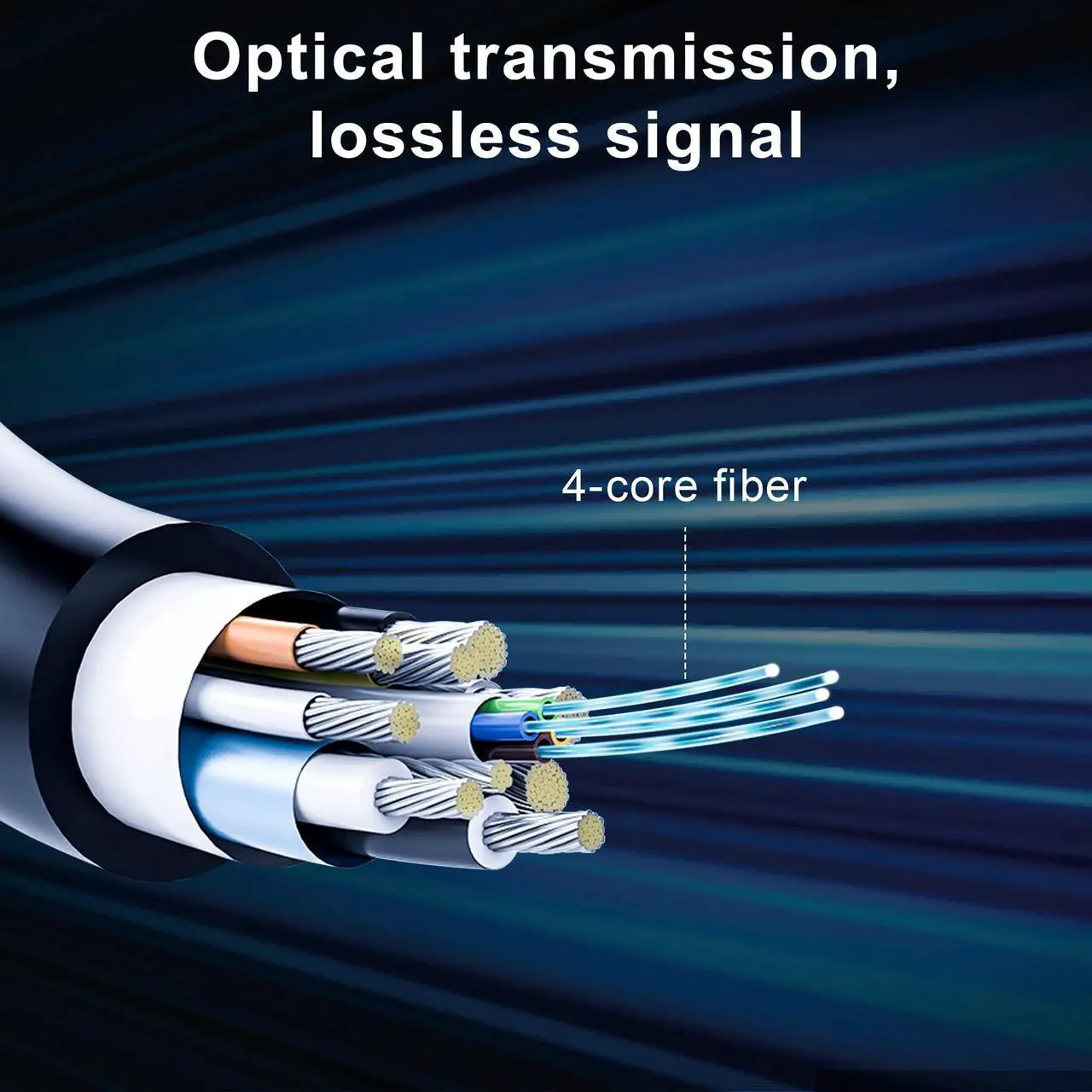 Alt view image 2 of 5 - 8K Long DP Fiber Optic Cable 50Feet/15m, 8K@60Hz, 4K@144Hz, 32.4Gbps Displayport 1.4 Cable, Gold Plated Connector, Slim and Flexible Cord, Support HBR3, DSC 1.2, HDR10, 3D Visual Effects, VR Headset