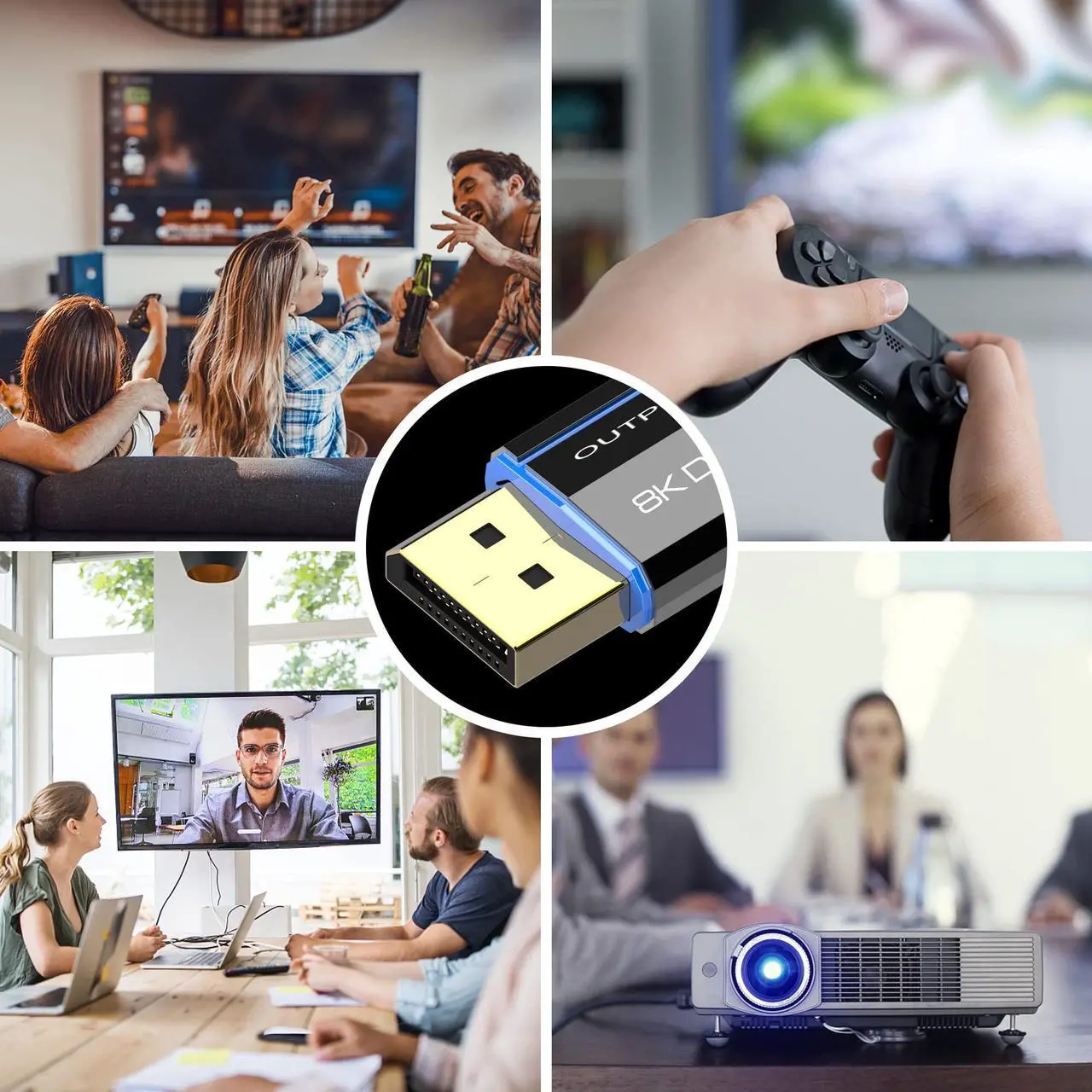 Alt view image 5 of 5 - 8K Long DP Fiber Optic Cable 50Feet/15m, 8K@60Hz, 4K@144Hz, 32.4Gbps Displayport 1.4 Cable, Gold Plated Connector, Slim and Flexible Cord, Support HBR3, DSC 1.2, HDR10, 3D Visual Effects, VR Headset