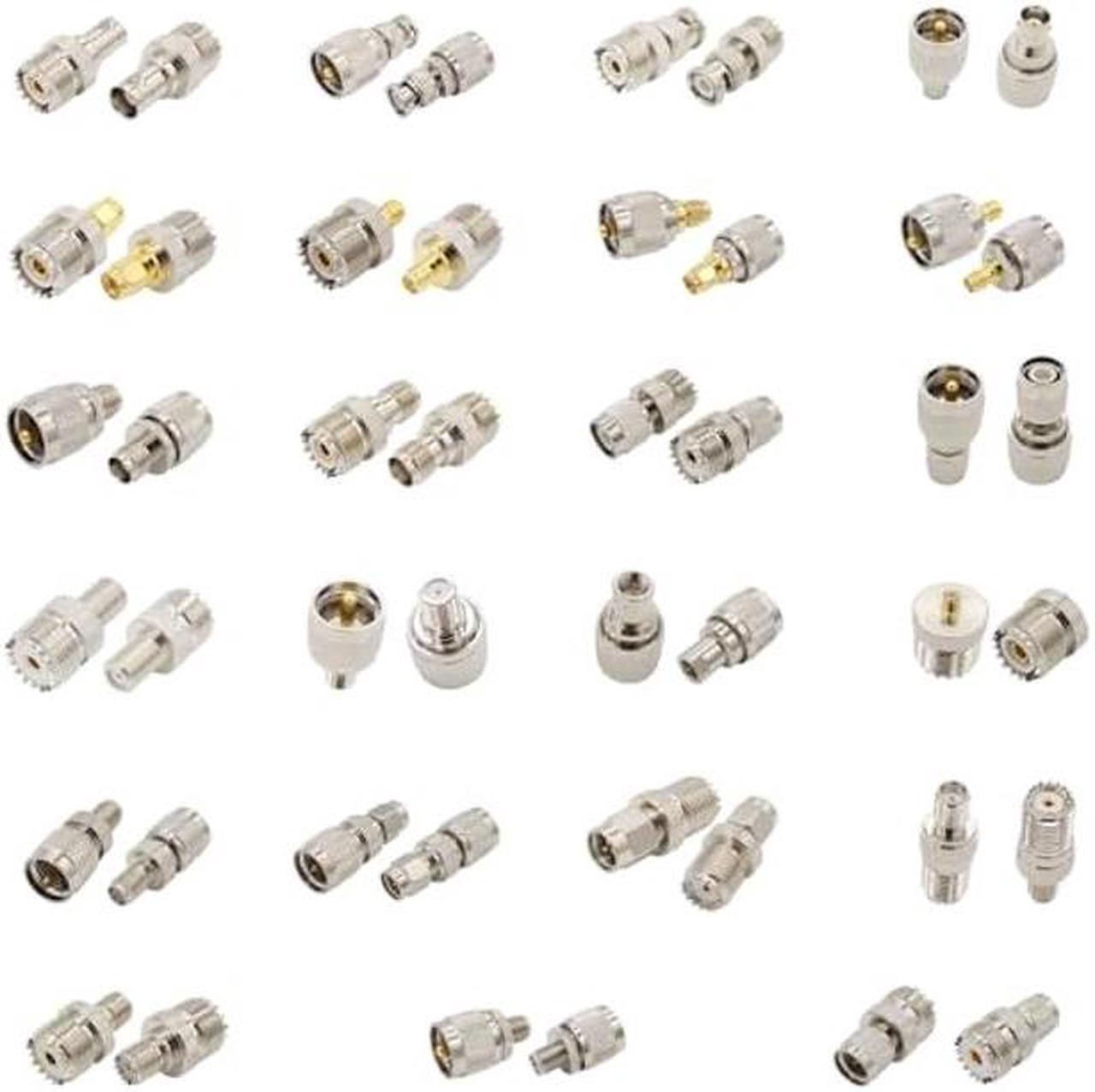 Main image of exgoofit RF Coaxial Adapter Set, 23 Type UHF Adapter Kits, Mini UHF Adapter, PL259 to SMA/BNC/MCX/FME/F/TNC Connector for Ham Radio, CB Radio Antenna Adapter