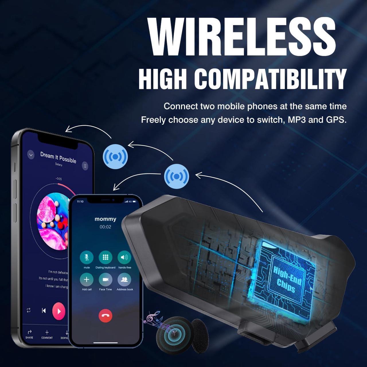 Alt view image 2 of 5 - FEYA Motorcycle Helmet Speakers High Battery Life Helmet Headphone IPX6 Automatic Answer/Call Music Control/Intelligent Noise/Wake up Siri, 2 Different Types of Mic[(Compatible with All Helmets)]