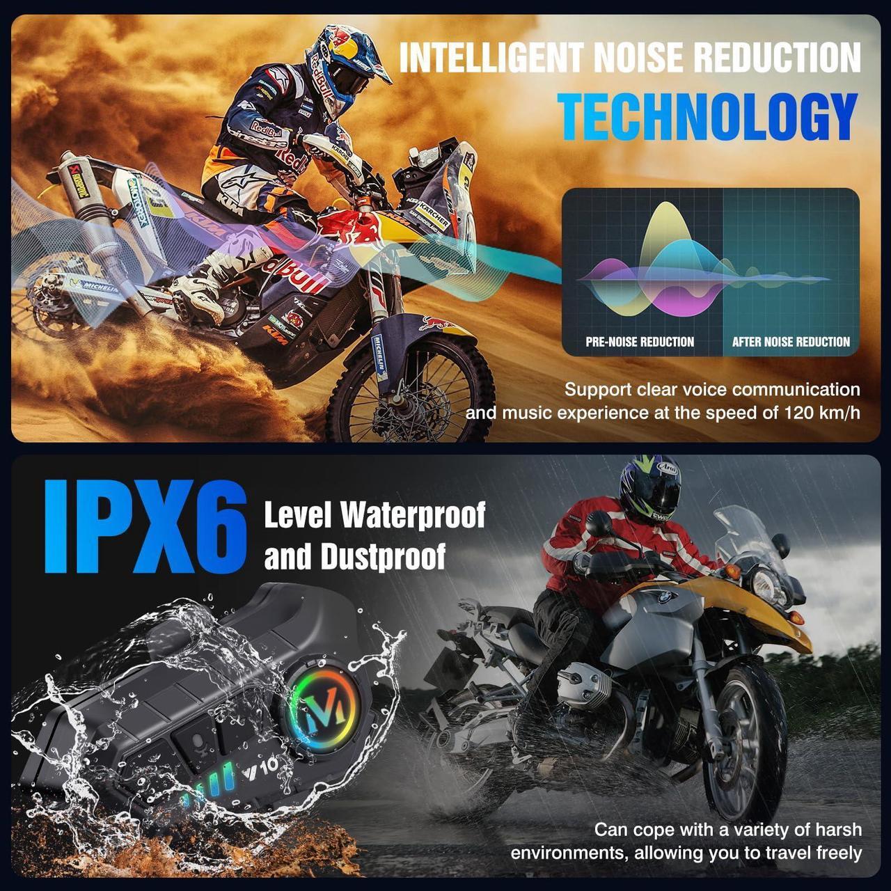 Alt view image 5 of 5 - FEYA Motorcycle Helmet Speakers High Battery Life Helmet Headphone IPX6 Automatic Answer/Call Music Control/Intelligent Noise/Wake up Siri, 2 Different Types of Mic[(Compatible with All Helmets)]