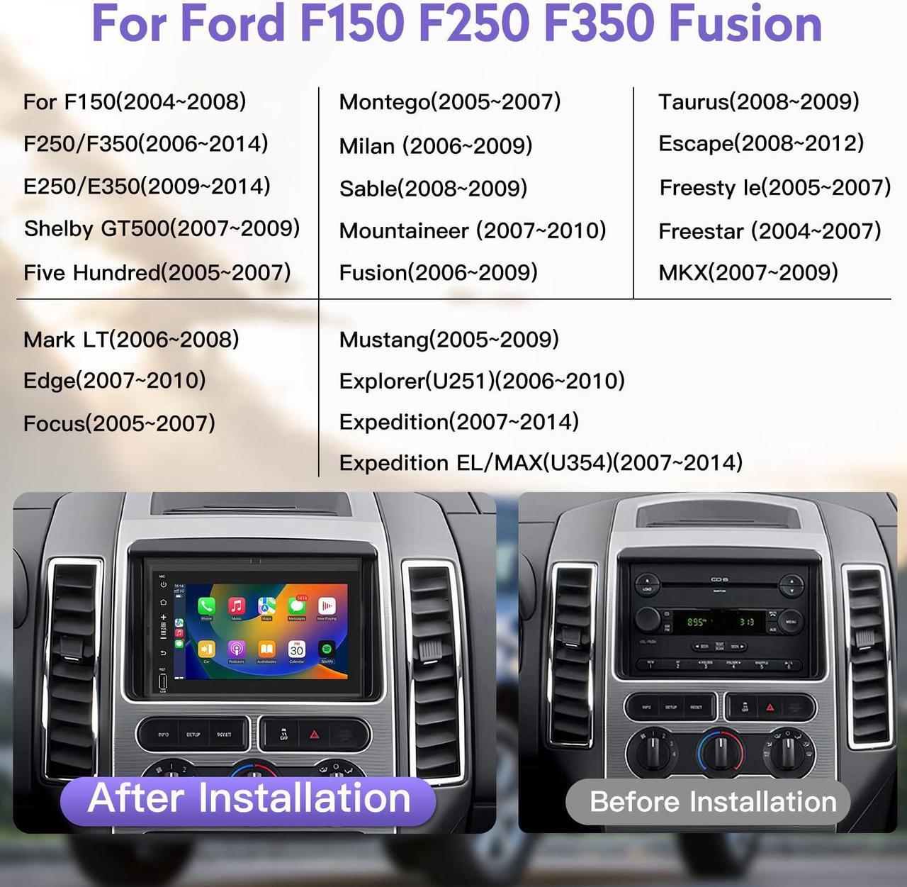 Alt view image 2 of 5 - 5GWiFi Android 12 Car Stereo Radio for Ford F150 F250 F350 2004-2014 4G RAM+64G ROM,7-inches Touchscreen with Carplay& Android Auto GPS FM/AM 1080P Camera(fit Manual AC)