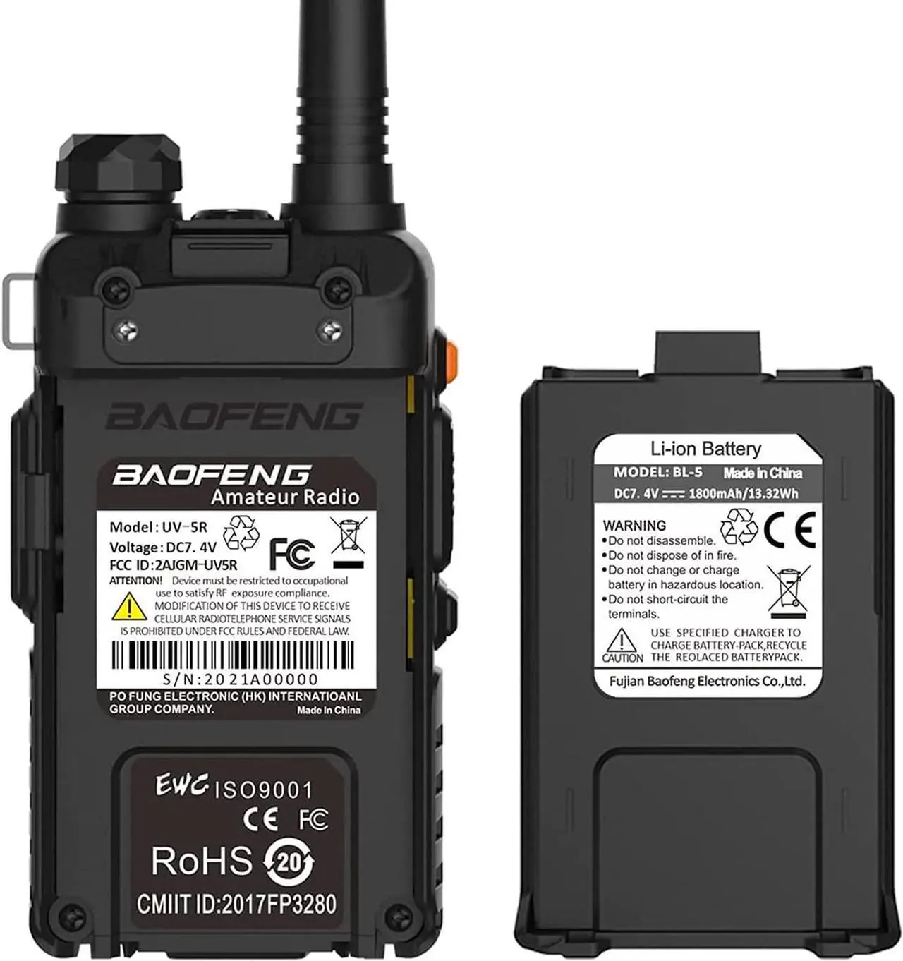Alt view image 5 of 5 - BAOFENG UV-5R Two Way Radio Handheld Ham Radio Dual Band Walkie Talkie(2PACK, Black)