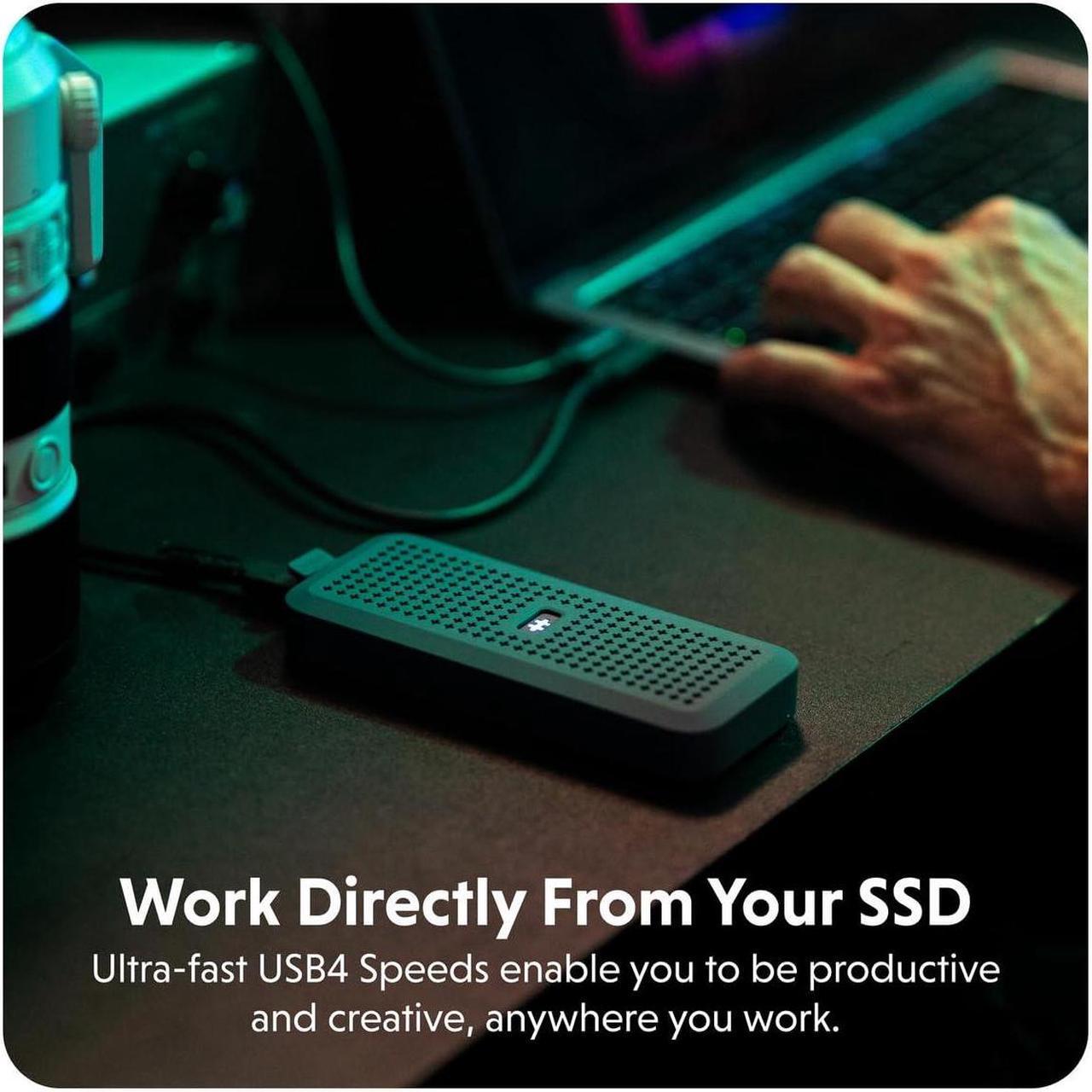 Alt view image 3 of 5 - HyperDrive Next Portable 40Gbps USB4 M.2 NVMe SSD Enclosure with M.2 NVMe SSDs up to 4TB for PS5, Windows 10, macOS 12.4, and newer, Water/Dust Resistant, Fits M.2 SSD Enclosures 2230/2240/2260/2280mm