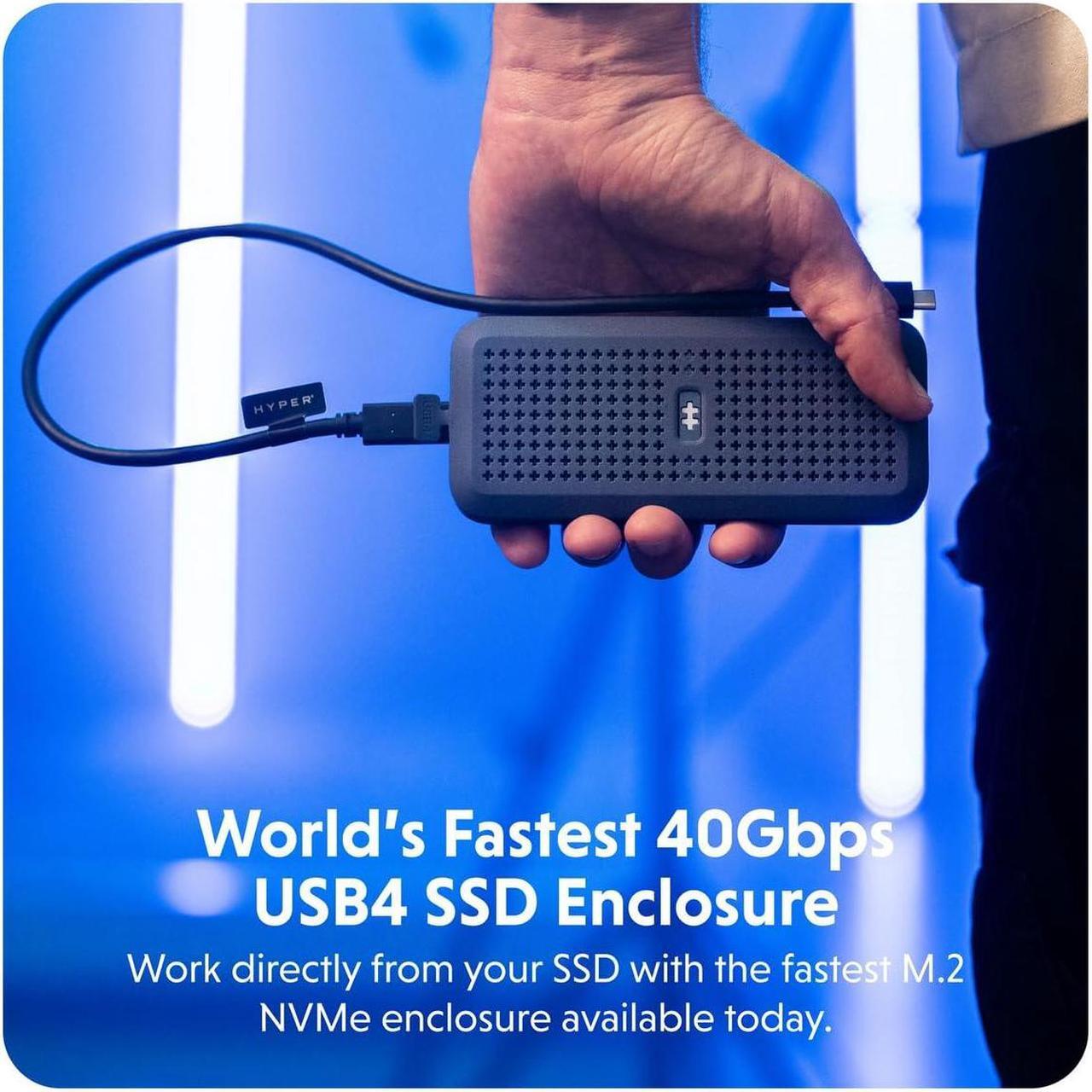Alt view image 2 of 5 - HyperDrive Next Portable 40Gbps USB4 M.2 NVMe SSD Enclosure with M.2 NVMe SSDs up to 4TB for PS5, Windows 10, macOS 12.4, and newer, Water/Dust Resistant, Fits M.2 SSD Enclosures 2230/2240/2260/2280mm