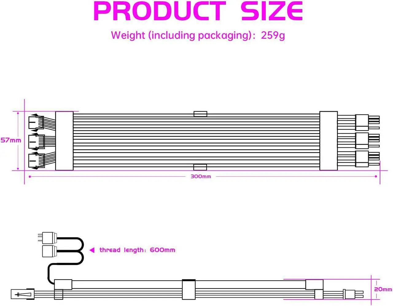 Alt view image 5 of 5 - RGB PC Cables,All White 3x8 pin RGB Cable Extension PC for CPU/PCIE,5V 3Pin Sync RGB PSU Cables.