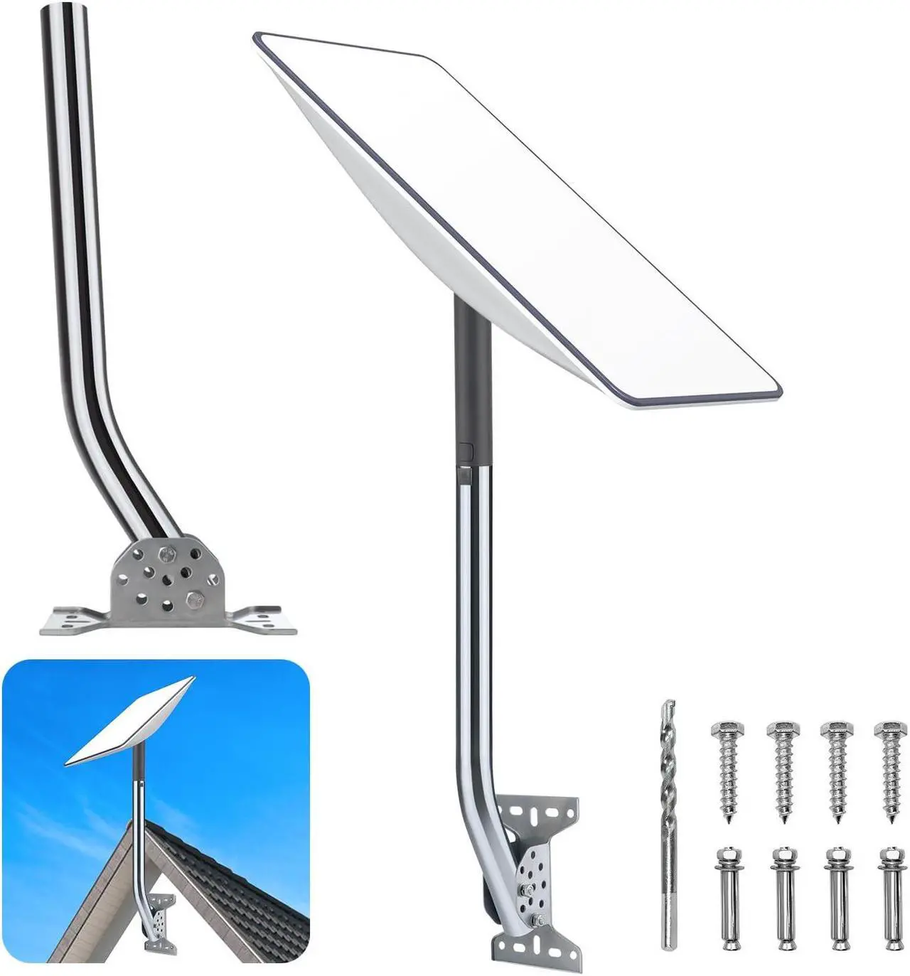 Main image of KINEEPLE Heavy Duty Steel 20inch for Starlink Mount,Starlink Long Wall Mount,Starlink Pole Mount,Starlink Roof Mount Wall Mounting kit,Universal Outdoor AP WiFi TV Antenna J-Pipe Pole Mount