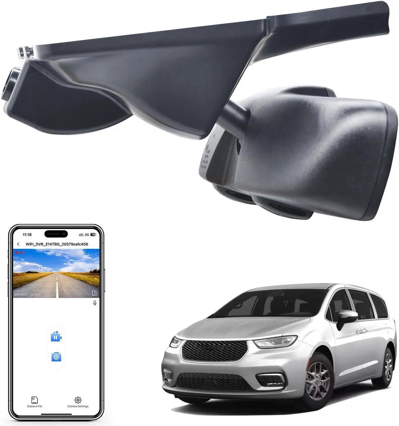 Main image of Mangoal 4K Dash Cam Custom Fit for Chrysler Pacifica 2017 2018 2019 2020 2021 2022 2023 2024 (Model A),Limited Touring-L Pinnacle Touring,Integrated OEM Look, UHD 2160P Video, WiFi & App,128GB Card