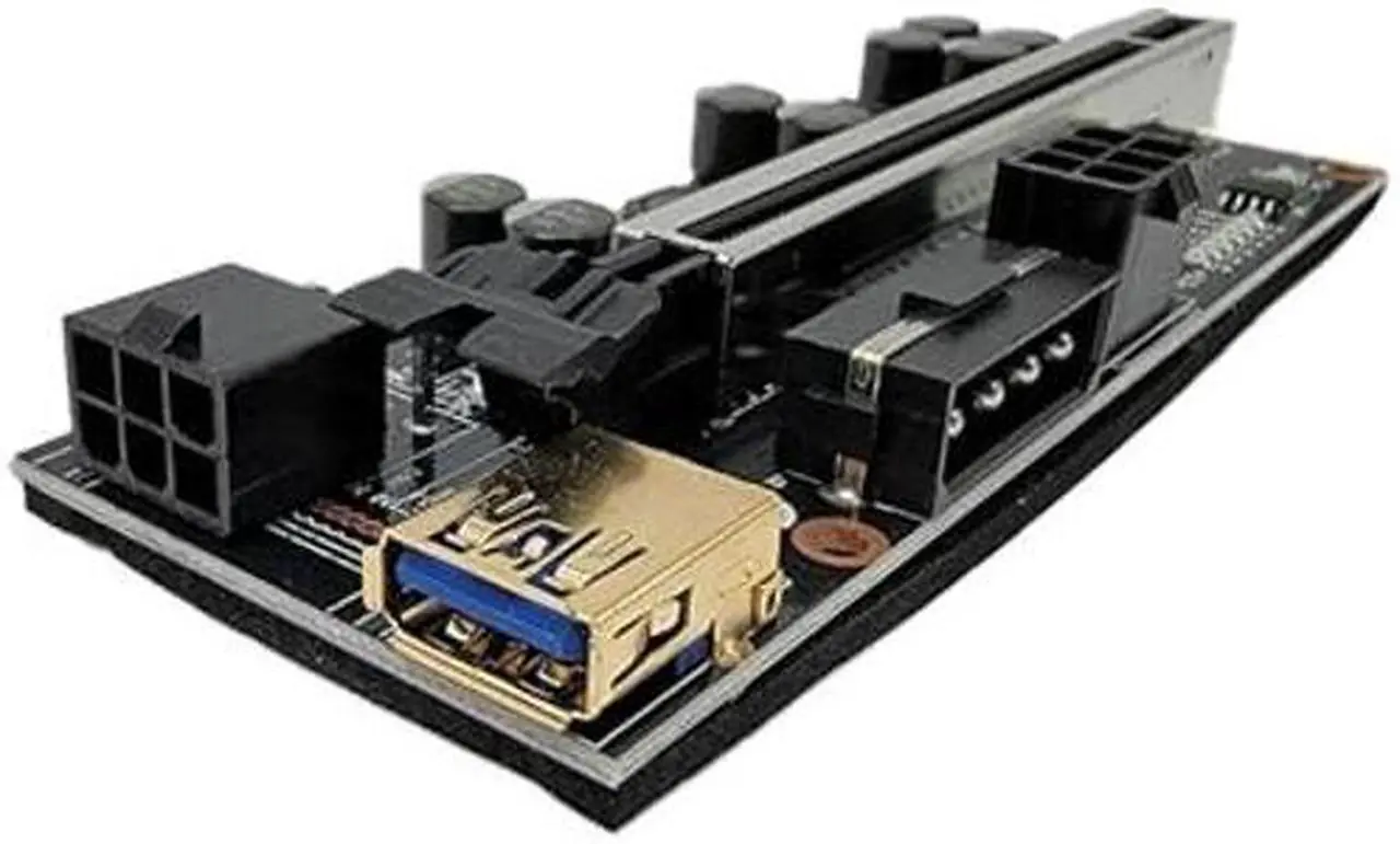 Alt view image 3 of 5 - Nerd Gearz 6 Pack PCI-E 16X to 1X GPU VER010S Plus Riser (Dual-6pin / MOLEX) with LED Graphics Extension Ethereum ETH GPU Mining Powered Riser Adapter Card