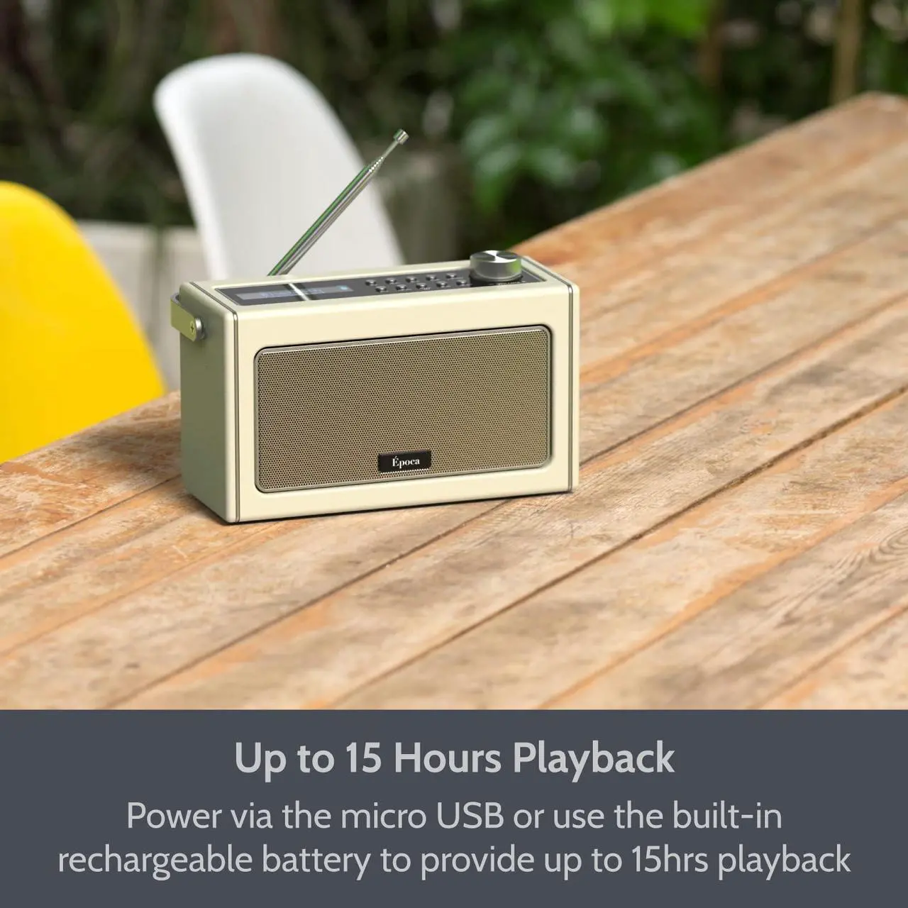 Alt view image 3 of 5 - i-box Epoca, Portable Radio, Bluetooth Speaker, DAB/DAB+, FM Radio, Radio with Bluetooth, Rechargeable Digital Radio, USB Port for 15 Hours Playback, DAB Radio with Bluetooth Stereo Speakers