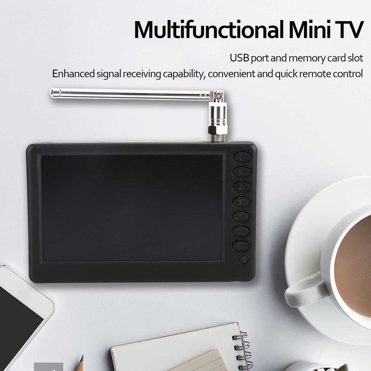 Alt view image 2 of 5 - Portable TV, Pocket Mini Digital ATSC Car Television, 1080p 5 Inch, with 1500mAh Rechargeable Battery, Support USB, TF Card, U Disk, for Outdoor Travel Camping
