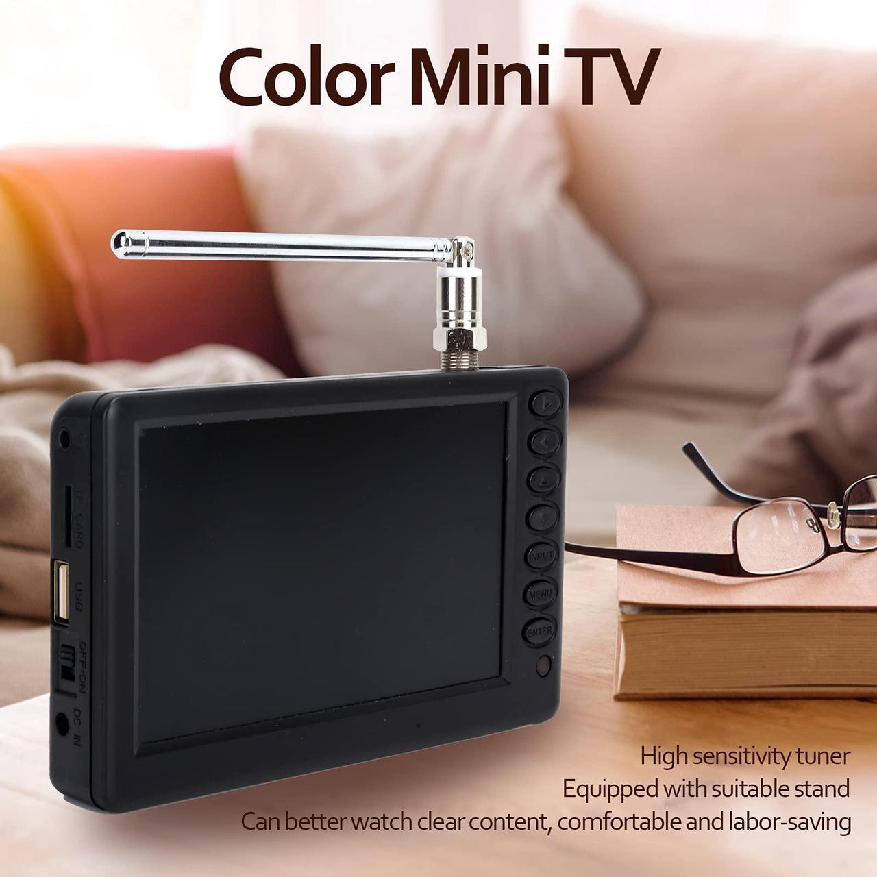 Alt view image 3 of 5 - Portable TV, Pocket Mini Digital ATSC Car Television, 1080p 5 Inch, with 1500mAh Rechargeable Battery, Support USB, TF Card, U Disk, for Outdoor Travel Camping