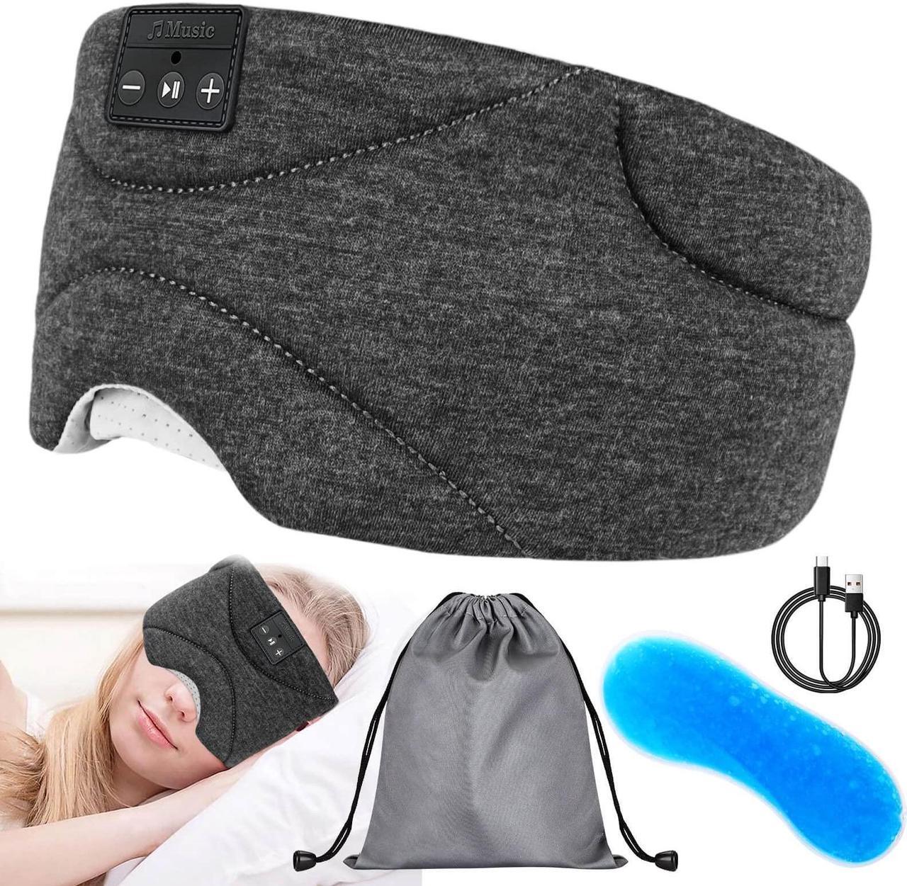 Main image of Sleep Mask with Bluetooth Headphones 24 White Noise, Ultra-Thin Speaker Cold Pack Blackout Bluetooth Eye Mask Sleep Headphones for Side Sleepers, Airplane, Travel, Cool Gadgets for Women Man (Black)