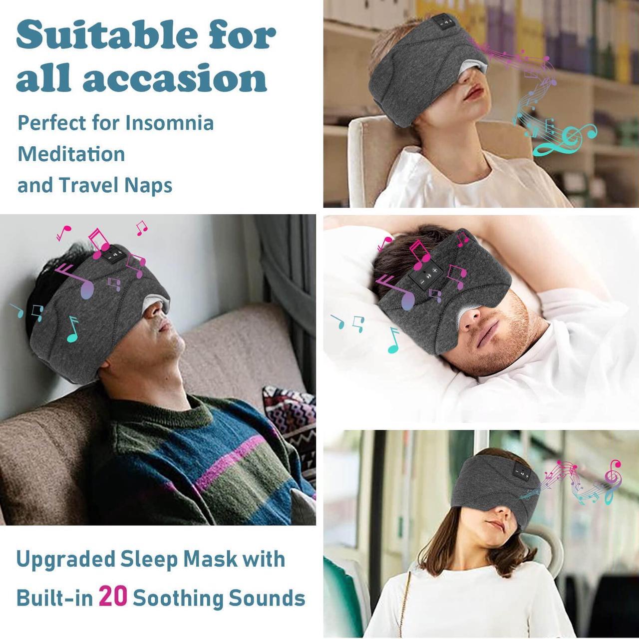 Alt view image 3 of 5 - Sleep Mask with Bluetooth Headphones 24 White Noise, Ultra-Thin Speaker Cold Pack Blackout Bluetooth Eye Mask Sleep Headphones for Side Sleepers, Airplane, Travel, Cool Gadgets for Women Man (Black)