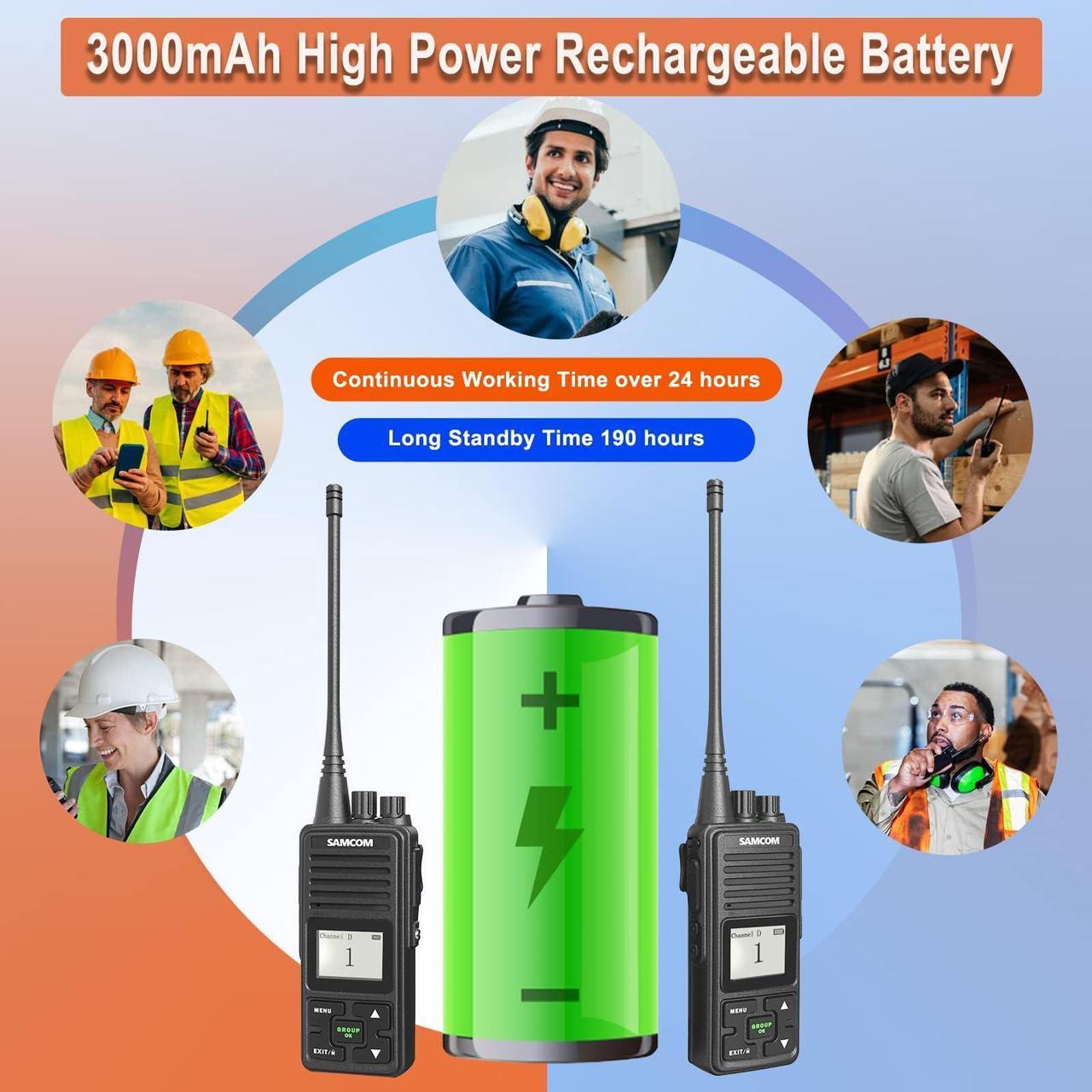 Alt view image 4 of 5 - SAMCOM FPCN10A Two Way Radios with Charging Station, 3000mAh Super Power Battery 2 Way Radios Walkie Talkies, 6 Pcs Heavy Duty Programmable UHF Handheld Radios with 6-in1 Charger Gang
