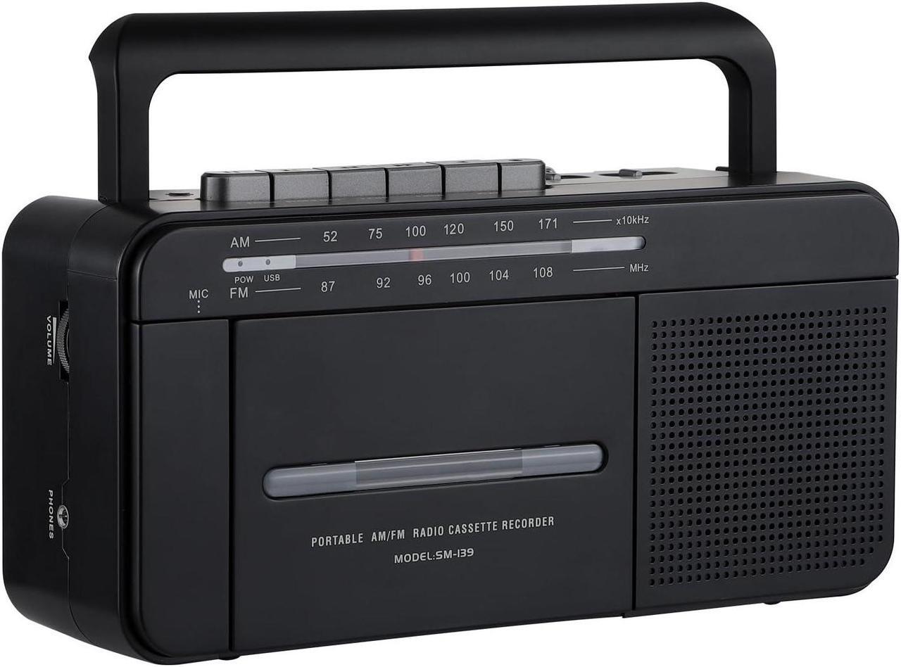 Main image of SEMIER Boombox MP3 Conversion Cassette Tape Player Recorder AM FM Radio, Cassette to MP3 Digital Converter, USB Recording, Built-in Microphone, Big Speaker and Earphone Jack by AC or C Batteries