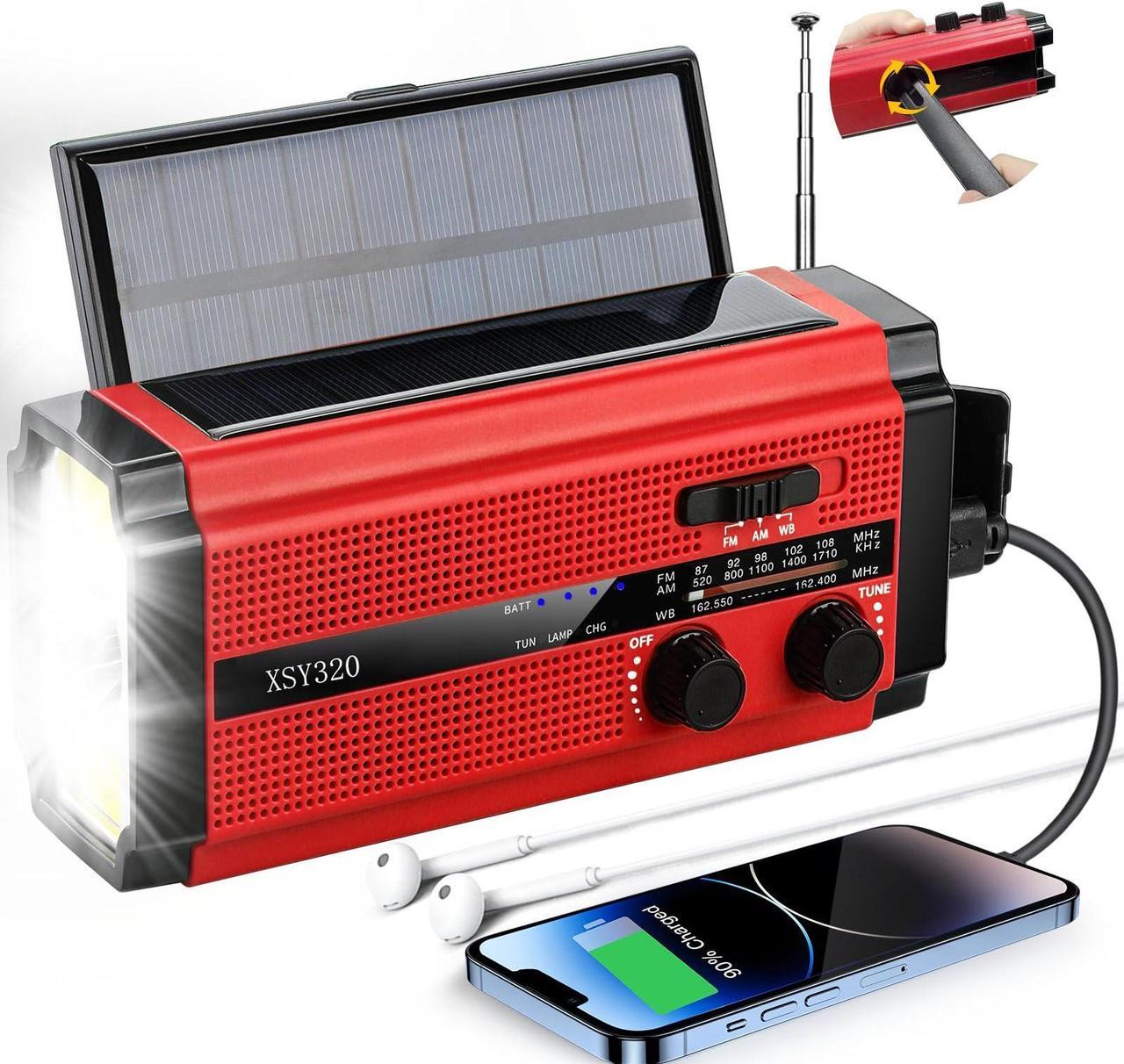Main image of Emergency Radio Hand Crank Solar,AM/FM/WB NOAA Weather Radios with Oversized Solar Powered Power Panel,Type-C charger,3W Flashlight & Reading Lamp,SOS Alarm,5000 mAh Battery Operated Survival Radio